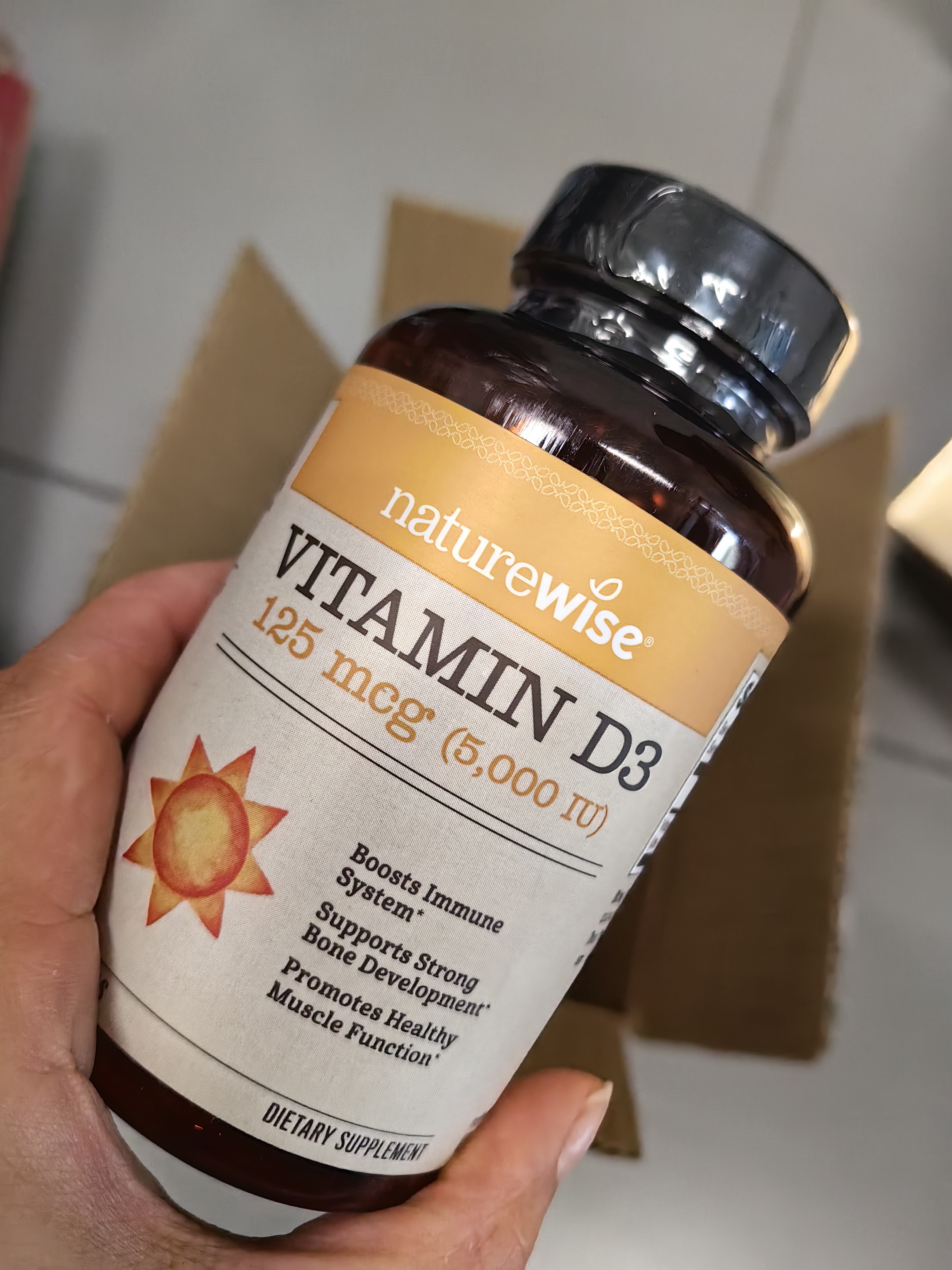 自然薇萃（naturewise）阳光瓶维生素D3软胶囊5000IU 活性vd3男女备孕成人补钙原装进口 实拍图