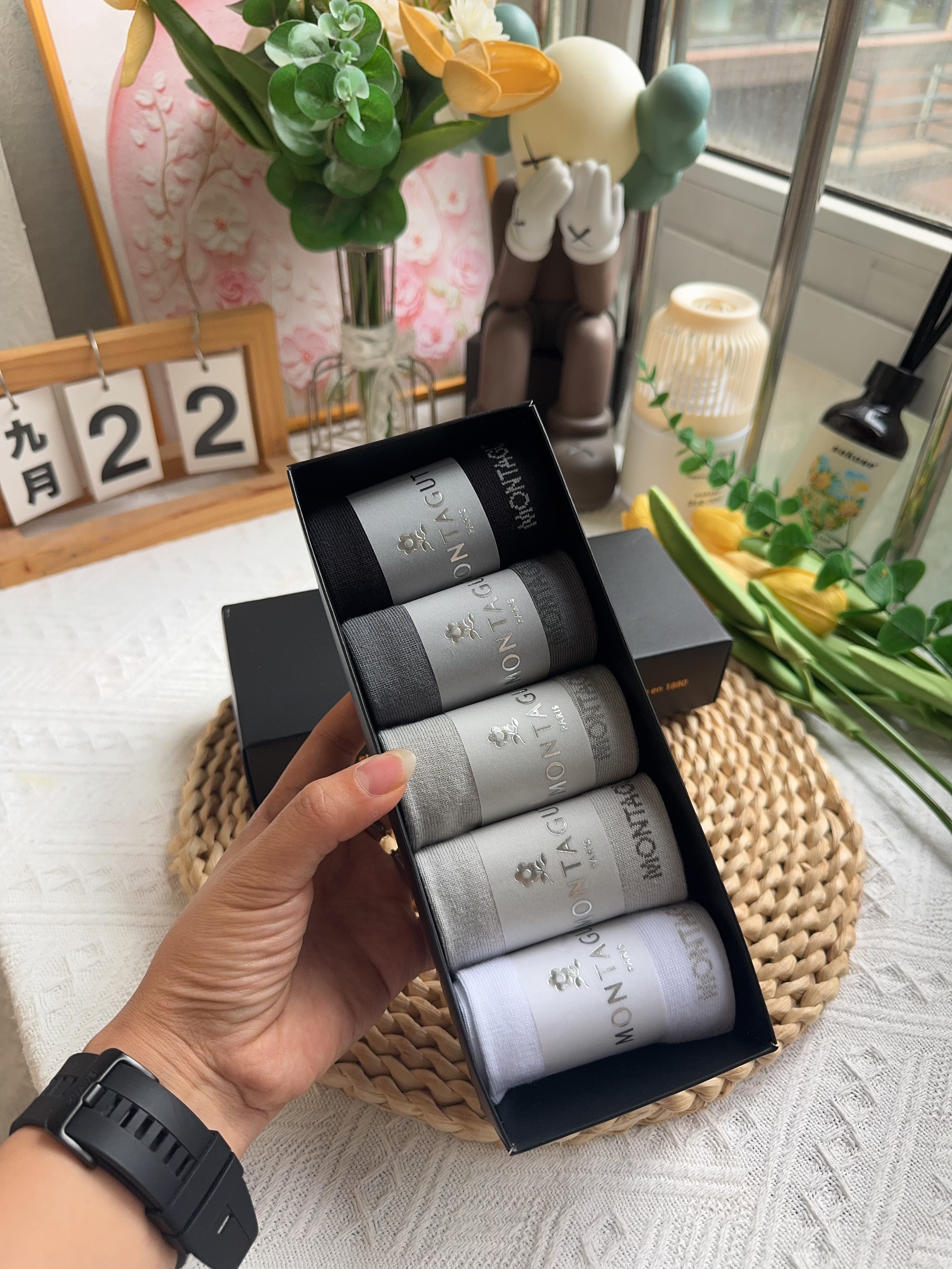 梦特娇袜子男士秋季100%纯棉10A抗菌防臭袜艾草精油休闲透气运动中筒袜 实拍图