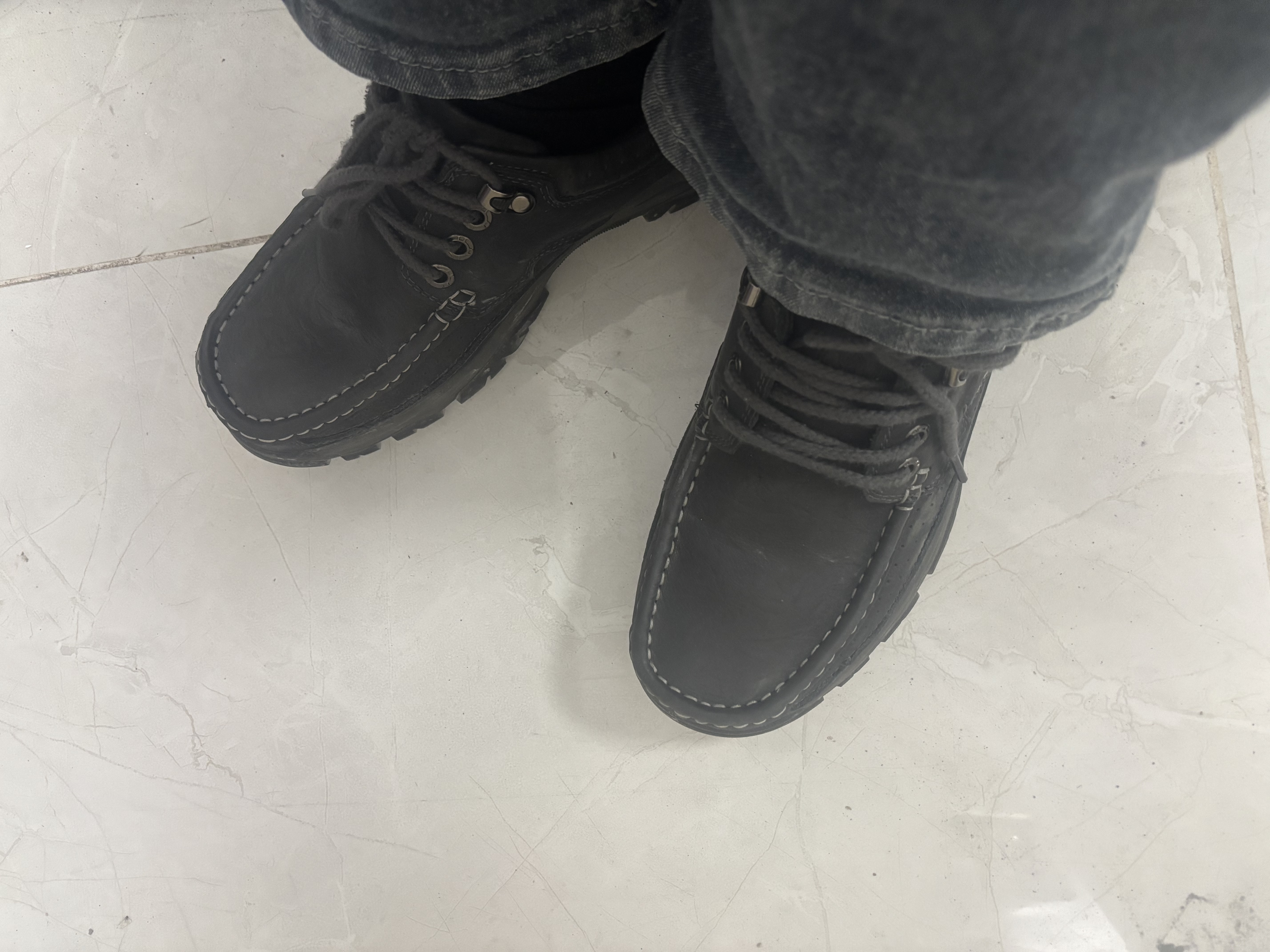 骆驼牌 休闲皮鞋压花纹牛皮男士工装大头鞋爸爸鞋 P15A307021 黑色 42 实拍图