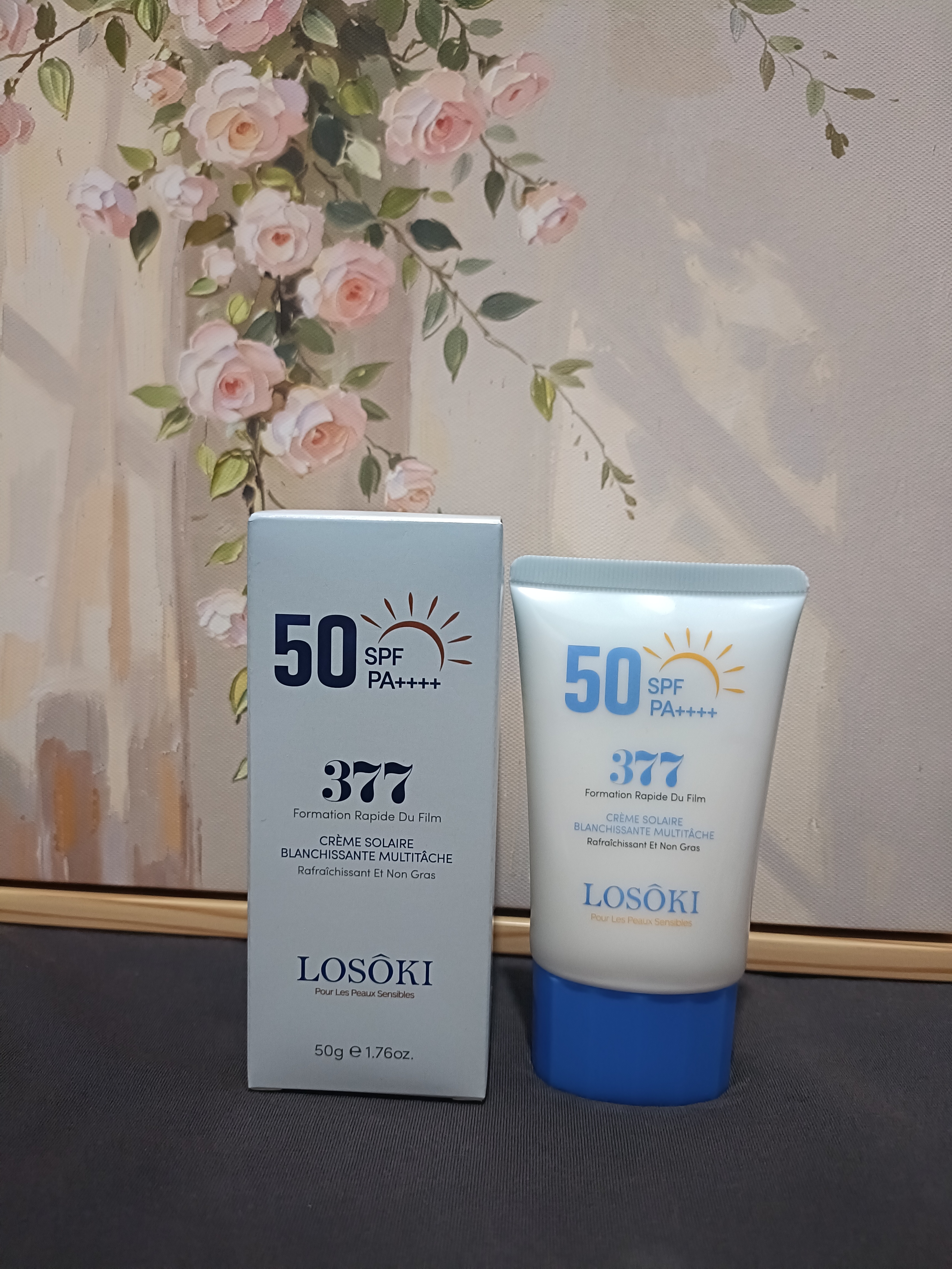 Losoki防晒霜高倍防晒隔离遮瑕三合一美白提亮防水汗防紫外线50+女男士 实拍图