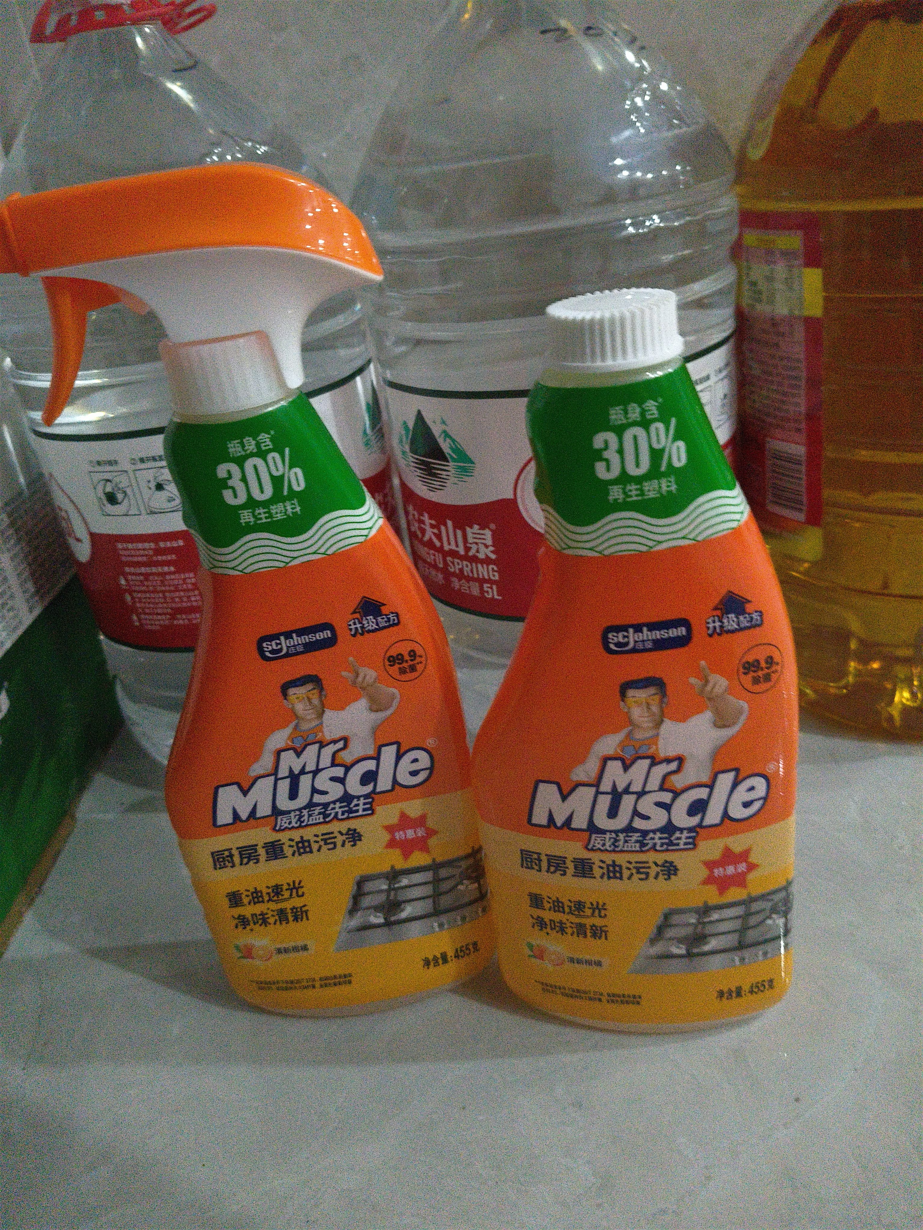 威猛先生（Mr Muscle） 油污清洁剂 455g+455g*3瓶补充装 柑橘香 厨房重油污净 实拍图