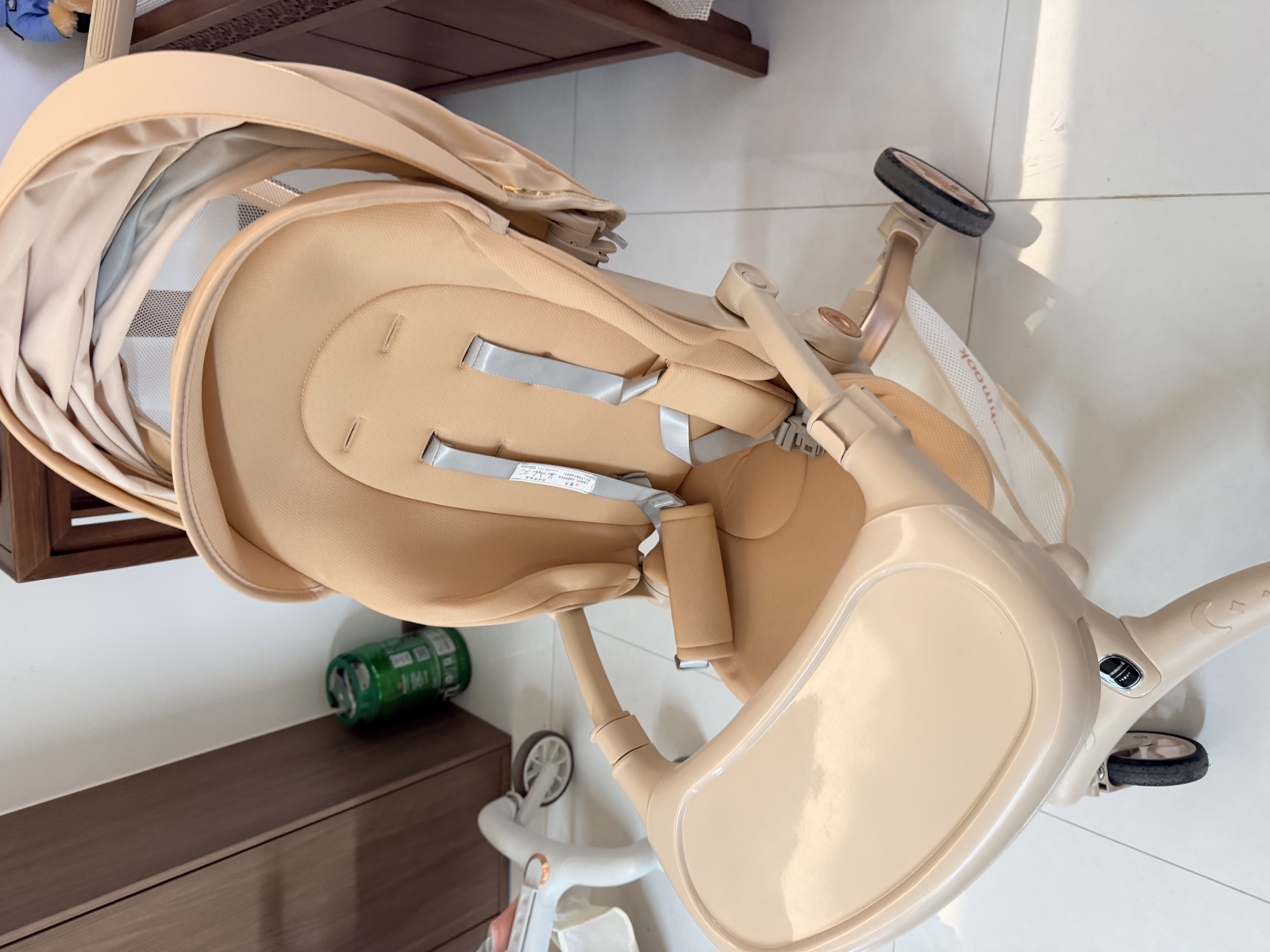 semmook遛娃神器婴儿推车0-6岁用折叠可坐可躺带减震双向高景观溜娃车 香槟金【挡风皮质遮阳棚】【弓形稳固车架】 实拍图