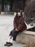茵曼羊羔毛领牛角扣厚羽绒服2026冬女装新款短面包服外套深咖色S 实拍图