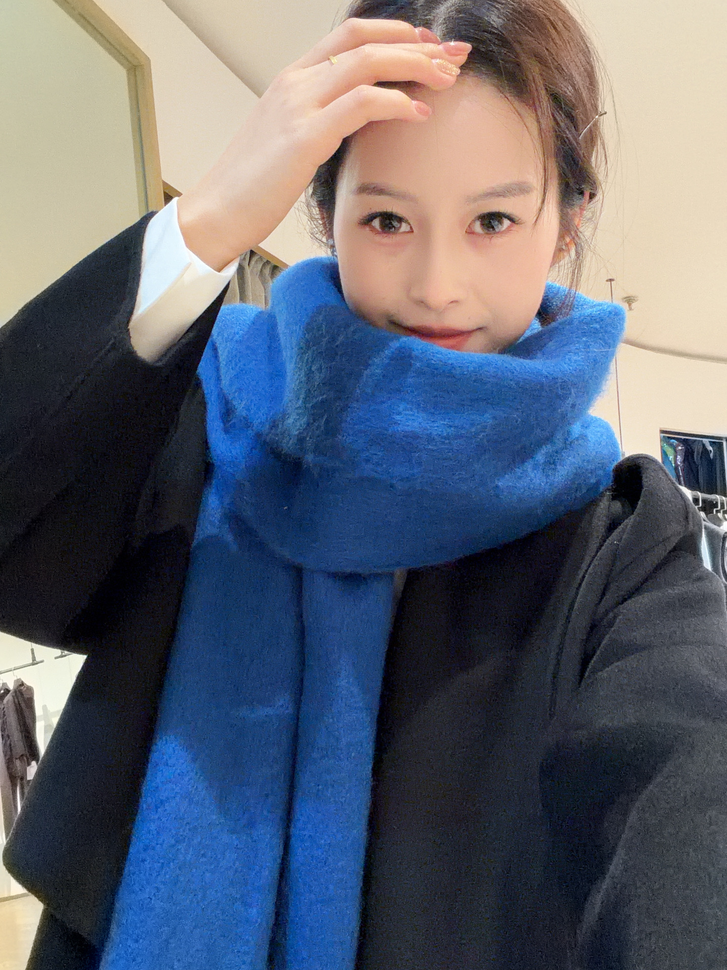 浩冠纯色高级氛围感围巾女士冬季韩版学生百搭加厚披肩保暖情侣围脖男 实拍图