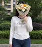 拉夏贝尔（La Chapelle）棉质长袖t恤女装2026秋季新款体恤衫字母印花上衣撞色圆领打底衫 实拍图