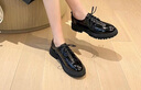 ZHR单鞋女平底英伦风复古布洛克小皮鞋女柔软镜面精致秀气圆头女鞋子 黑色 39 实拍图