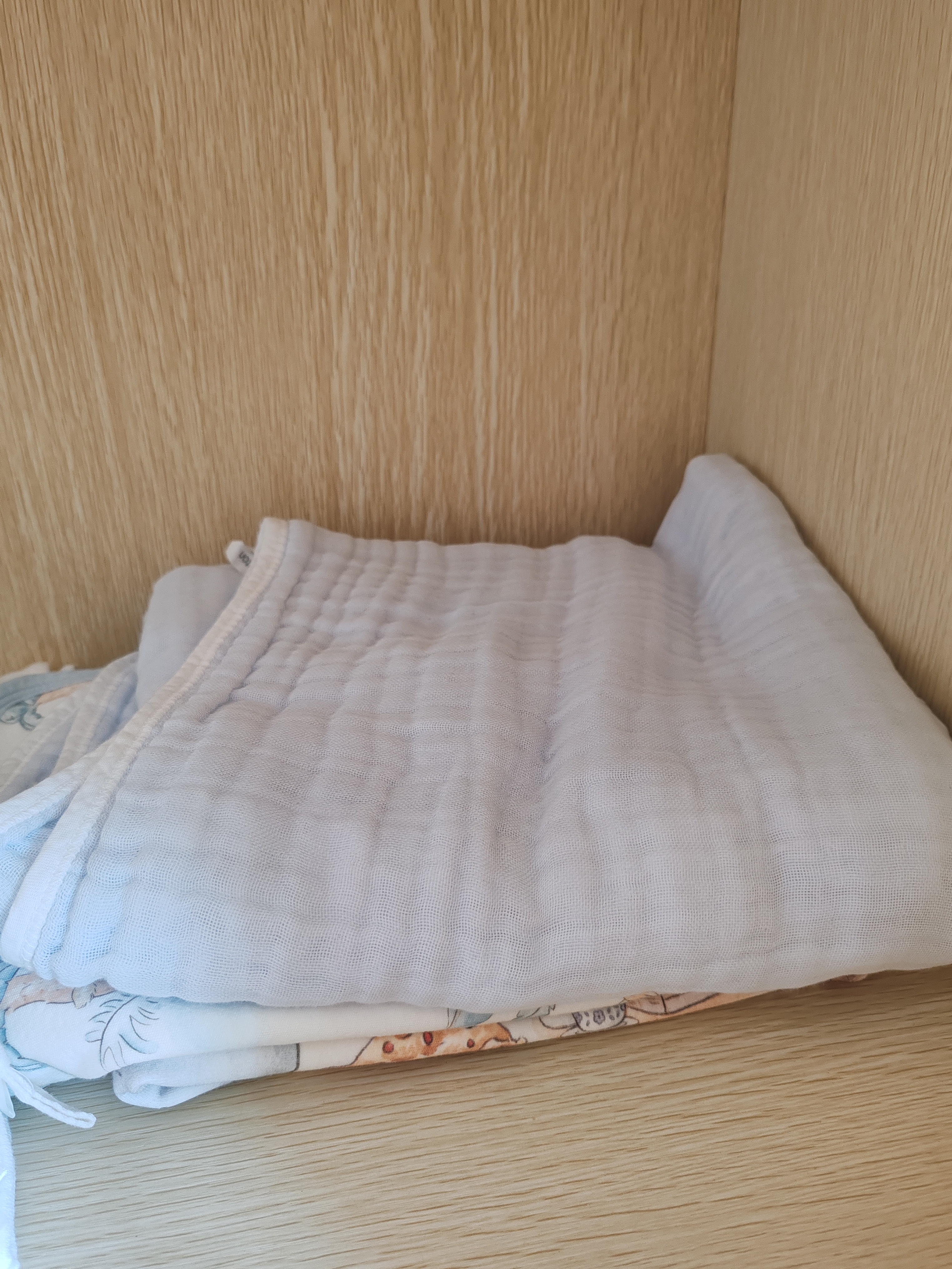 全棉时代婴儿纱布浴巾7A抗菌防螨纯棉宝宝新生儿童洗澡毛巾悠悠乐-蓝115cm 实拍图