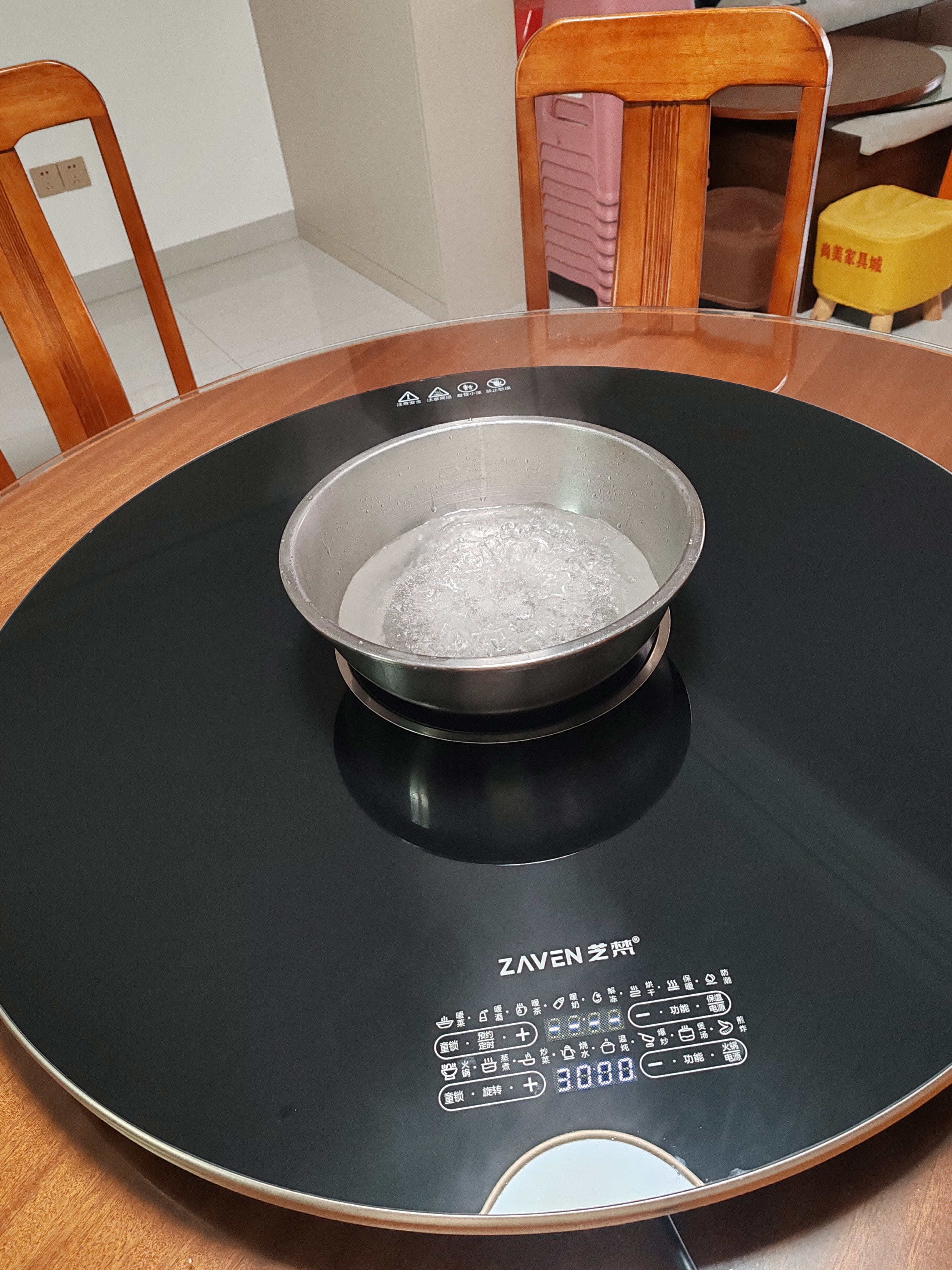 芝梵饭菜保温板加热菜板保温板暖菜板家用带电磁炉火锅暖菜板+火锅+自动旋转家庭旋转餐桌加热转盘 黑丨80CM【电动+手动旋转】电磁炉火锅款 实拍图