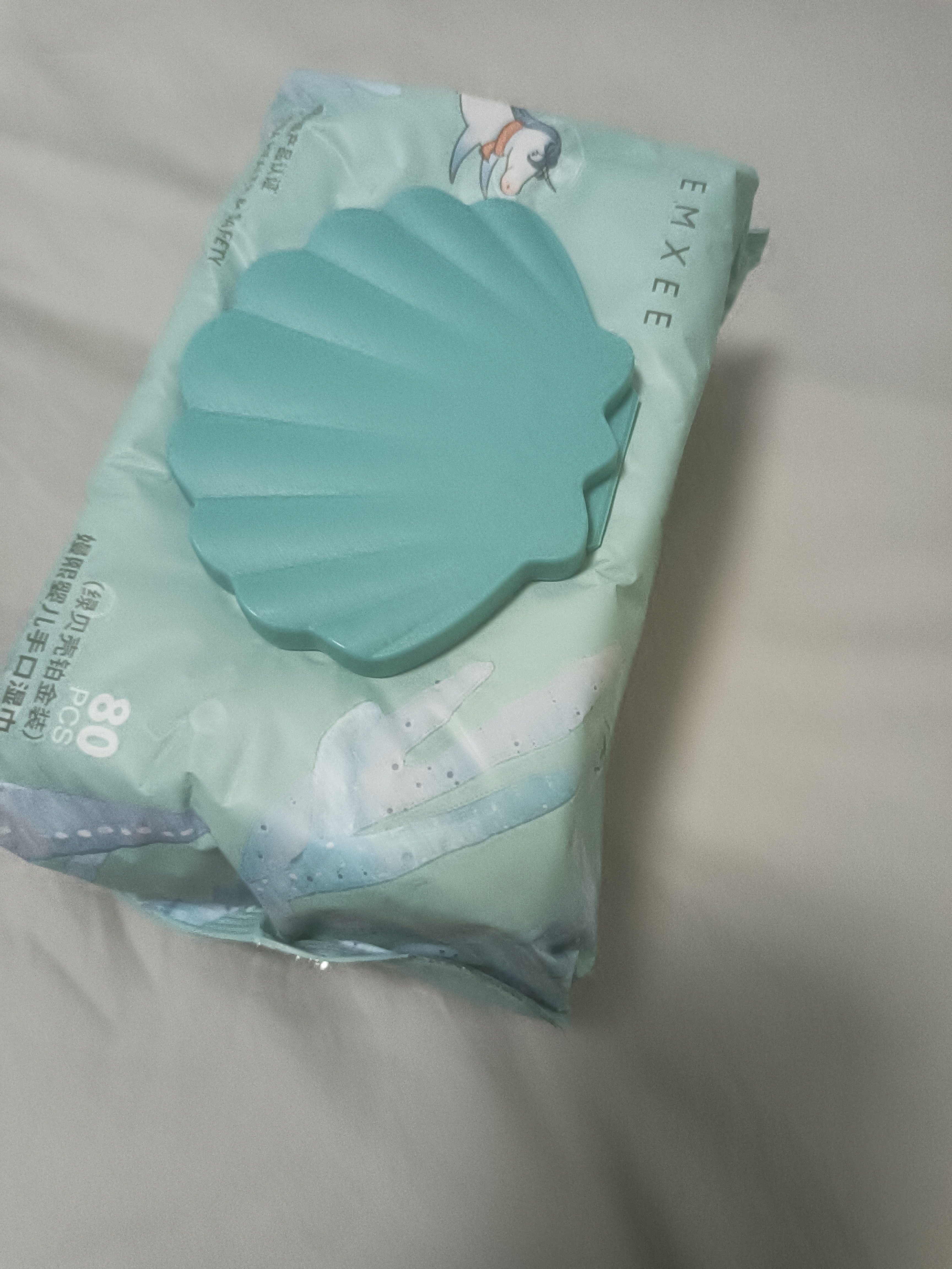 嫚熙（EMXEE）婴儿湿巾绿贝壳湿巾手口宝宝新生儿童屁屁家用加厚湿纸巾 80抽 6包 200*150mm 实拍图