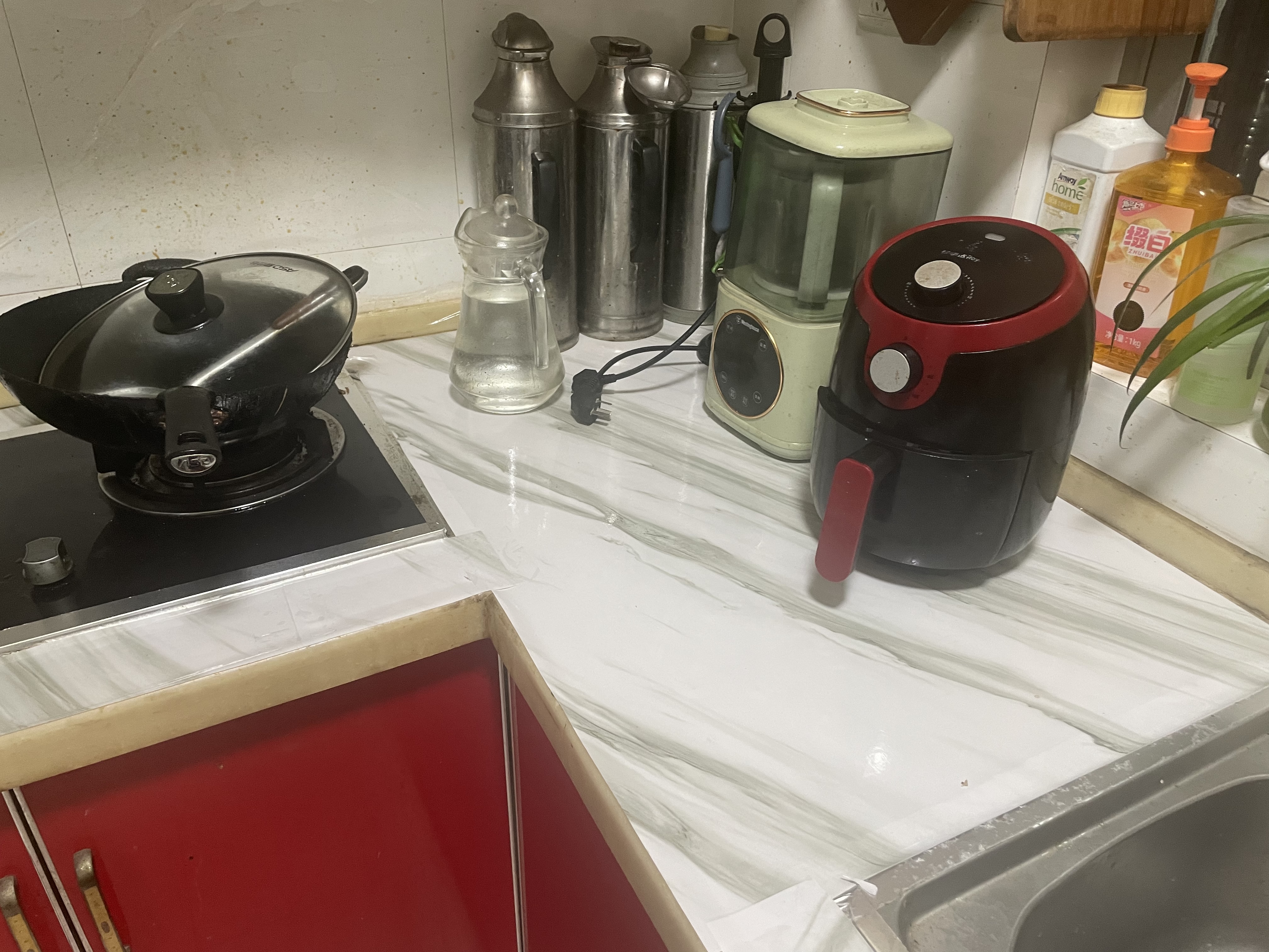 维简厨房防水防油贴纸自粘灶台防油贴纸台面贴膜保护膜瓷砖贴纸 5米 实拍图