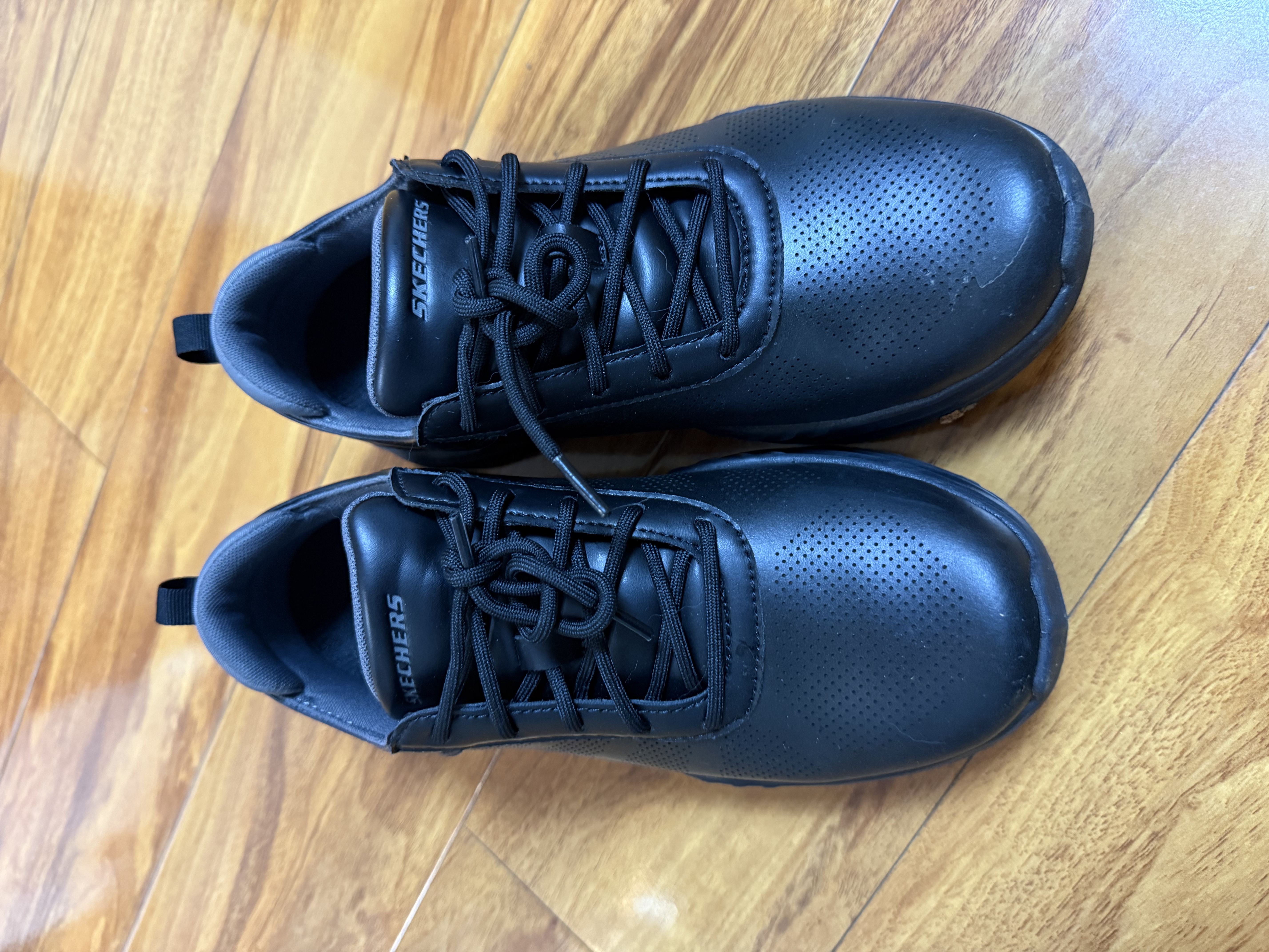 斯凯奇（Skechers）男士运动皮鞋软底足弓支撑运动鞋系带绅士商务鞋 BLK黑色 40 实拍图
