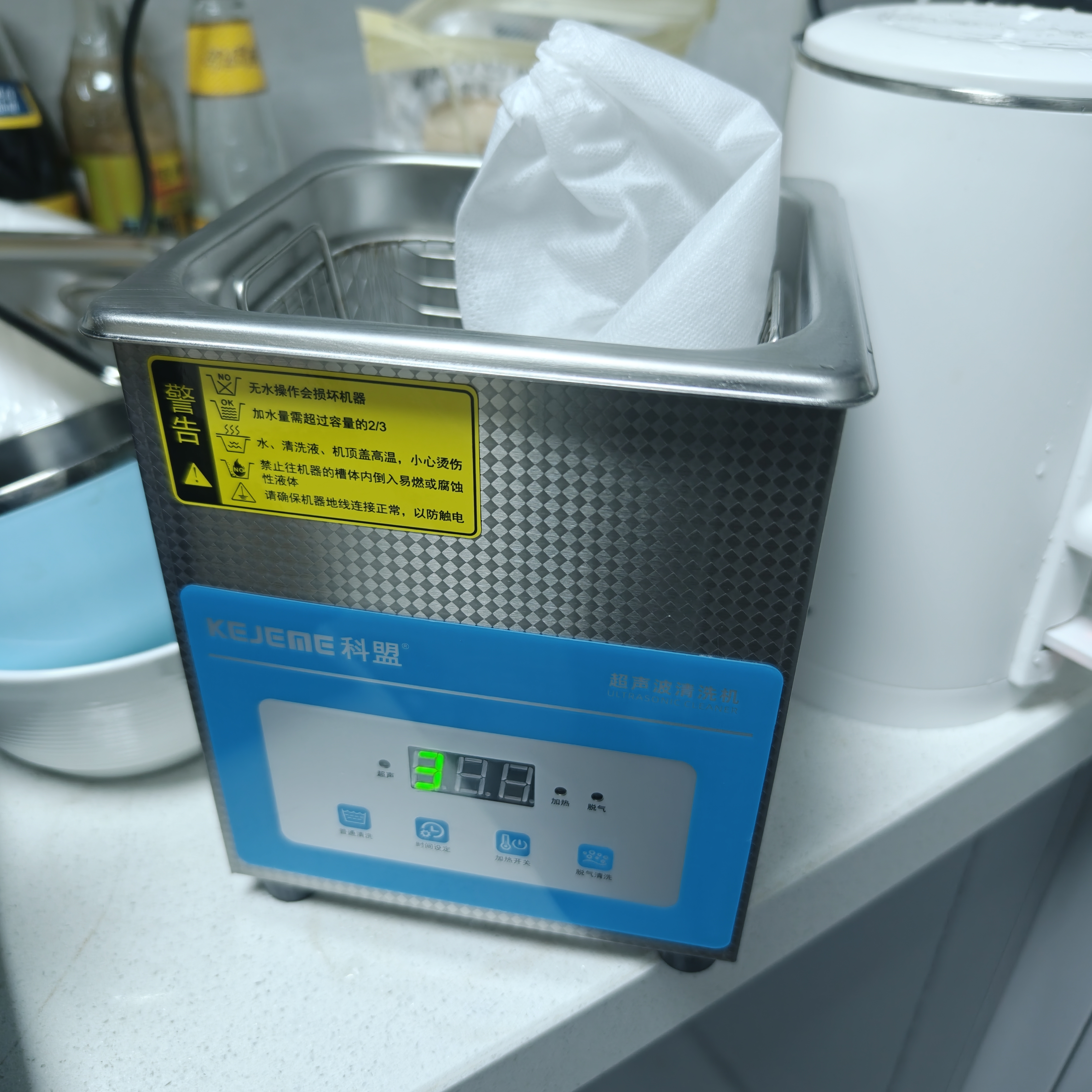 科盟超声波清洗机2L商用工业小型五金精密件首饰加工清洗器KM-12C 实拍图