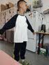左西男童长袖T恤2026春秋款儿童纯棉打底衫插肩撞色百搭 藏青色 150 实拍图