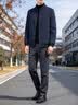 罗蒙（ROMON）外套男春秋季时尚夹克男士行政商务休闲立领棒球服上衣男深兰XL 实拍图