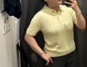 优衣库棉莫代尔混纺POLO领针织衫/短袖女装484607 42 浅黄色 XL 实拍图