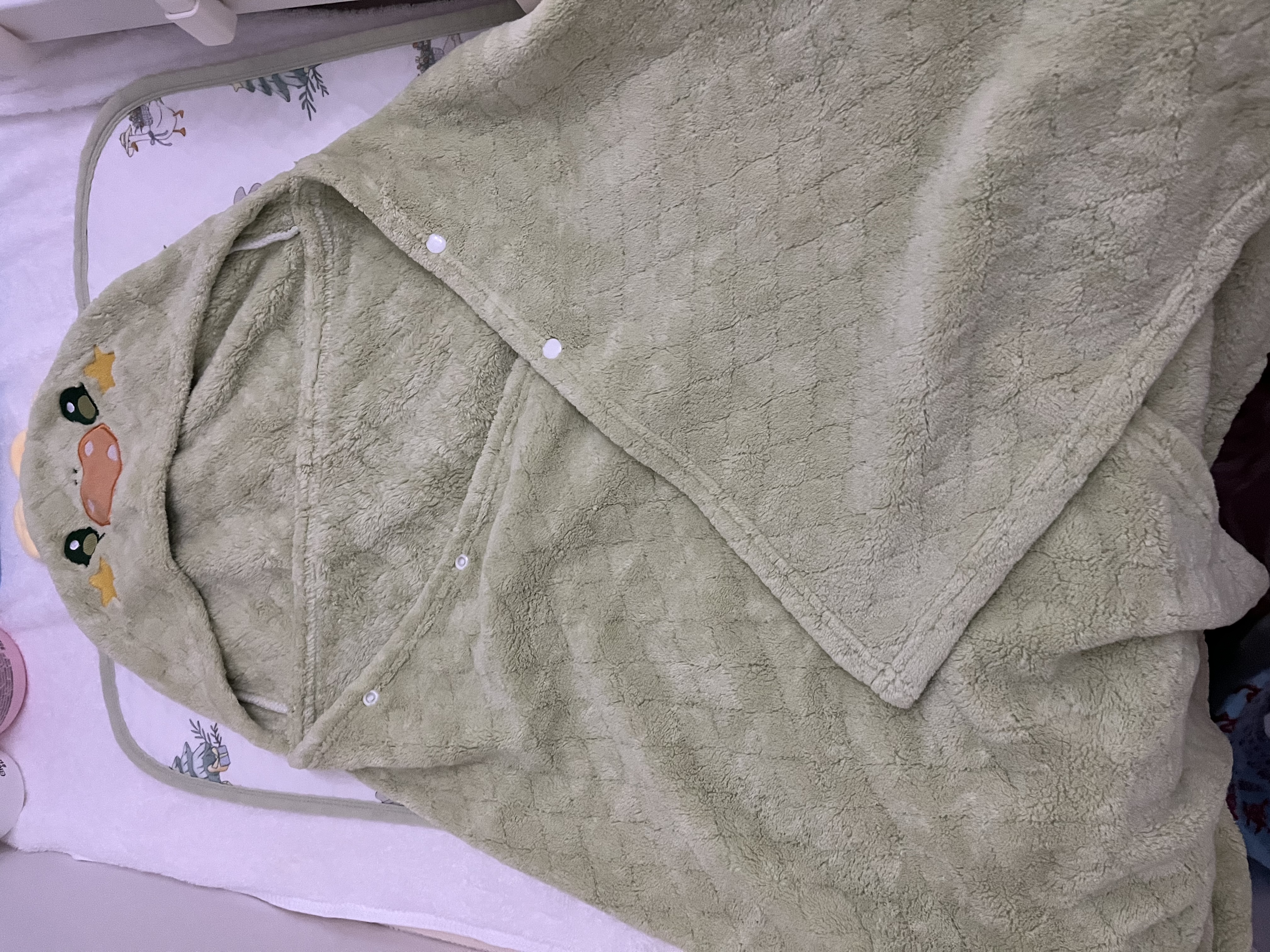 欧孕（OUYUN）婴儿浴巾珊瑚绒吸水速干儿童斗篷浴袍带帽春夏宝宝洗澡浴衣恐龙S 实拍图