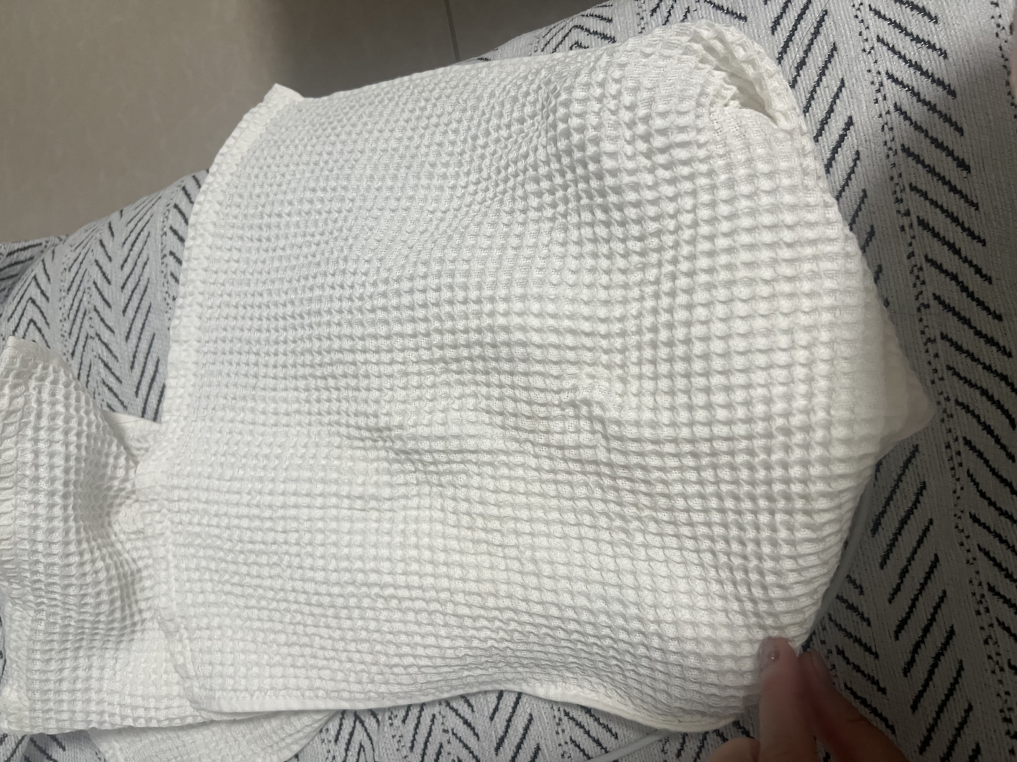 MUJI棉蜂窝纹面巾 薄型 长款纯棉洗脸毛巾擦脸洗澡巾 本白色 34x85cm 实拍图
