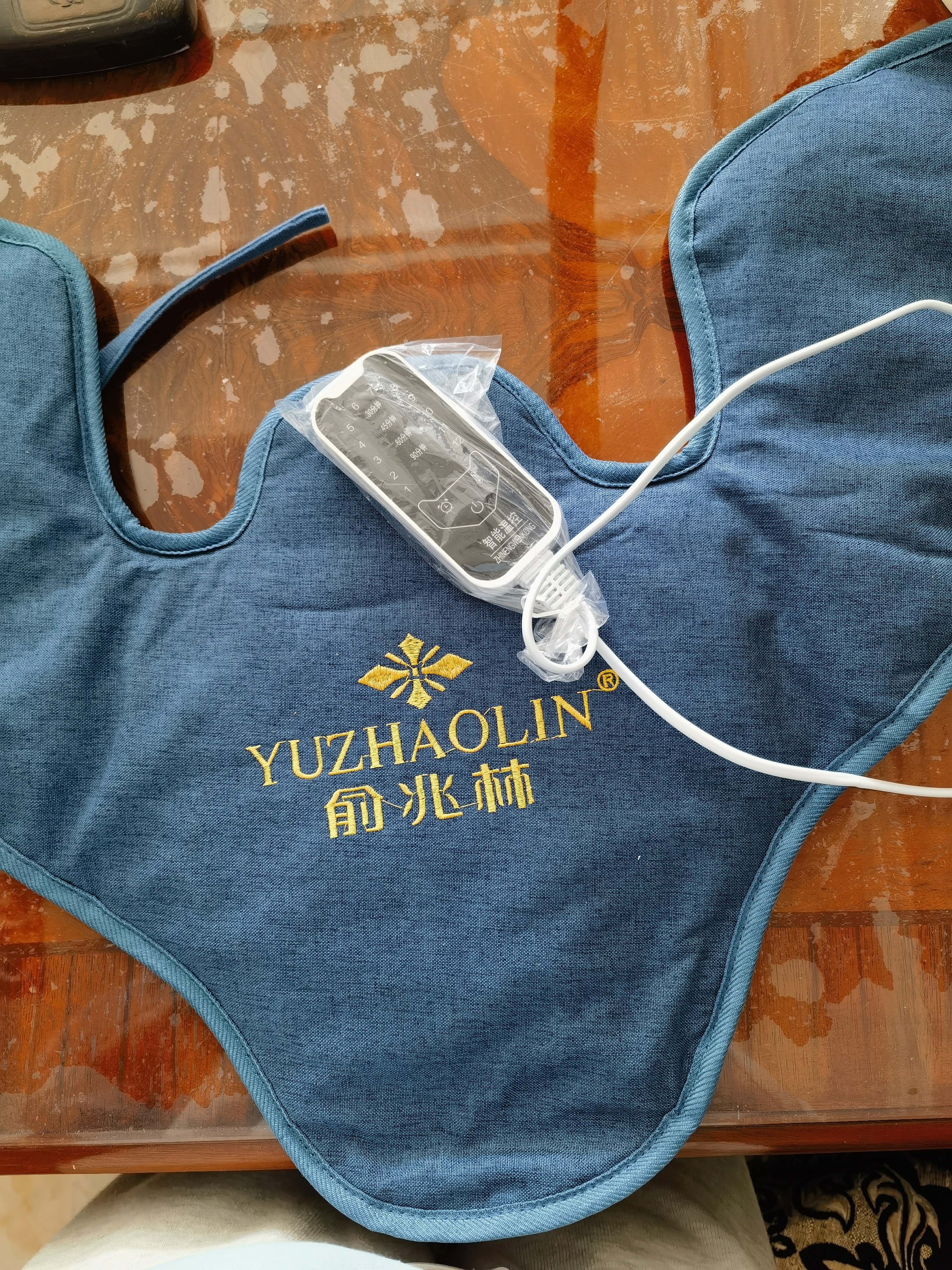 俞兆林肩颈椎专用热敷披肩盐袋热敷包电加热艾灸艾草理疗袋护颈送长辈蓝 实拍图