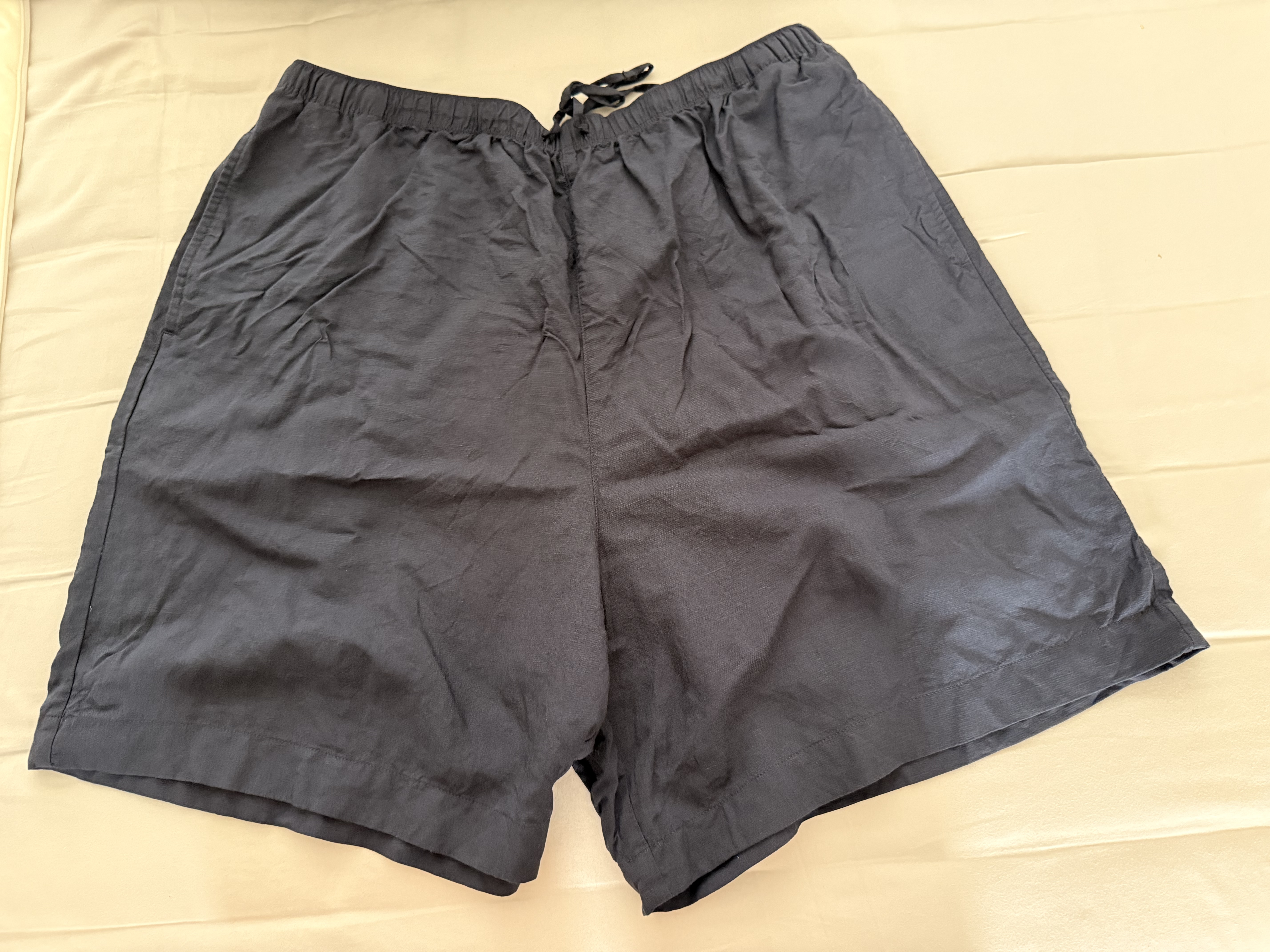 优衣库麻混纺舒适短裤女装485251 69 藏青色 XL 实拍图
