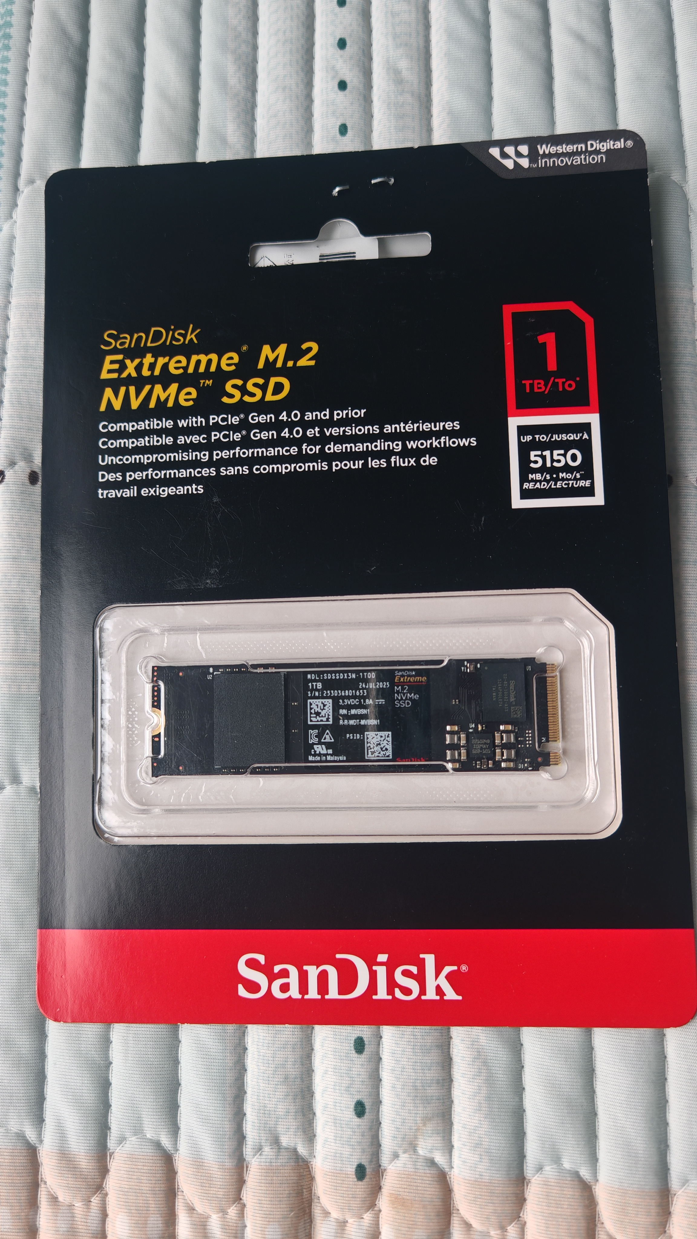 Sandisk闪迪1TB SSD固态硬盘5150MB/s读速Extreme至尊极速TLC颗粒M.2接口PCIe4.0高速NVMe协议2280笔记本电脑 实拍图