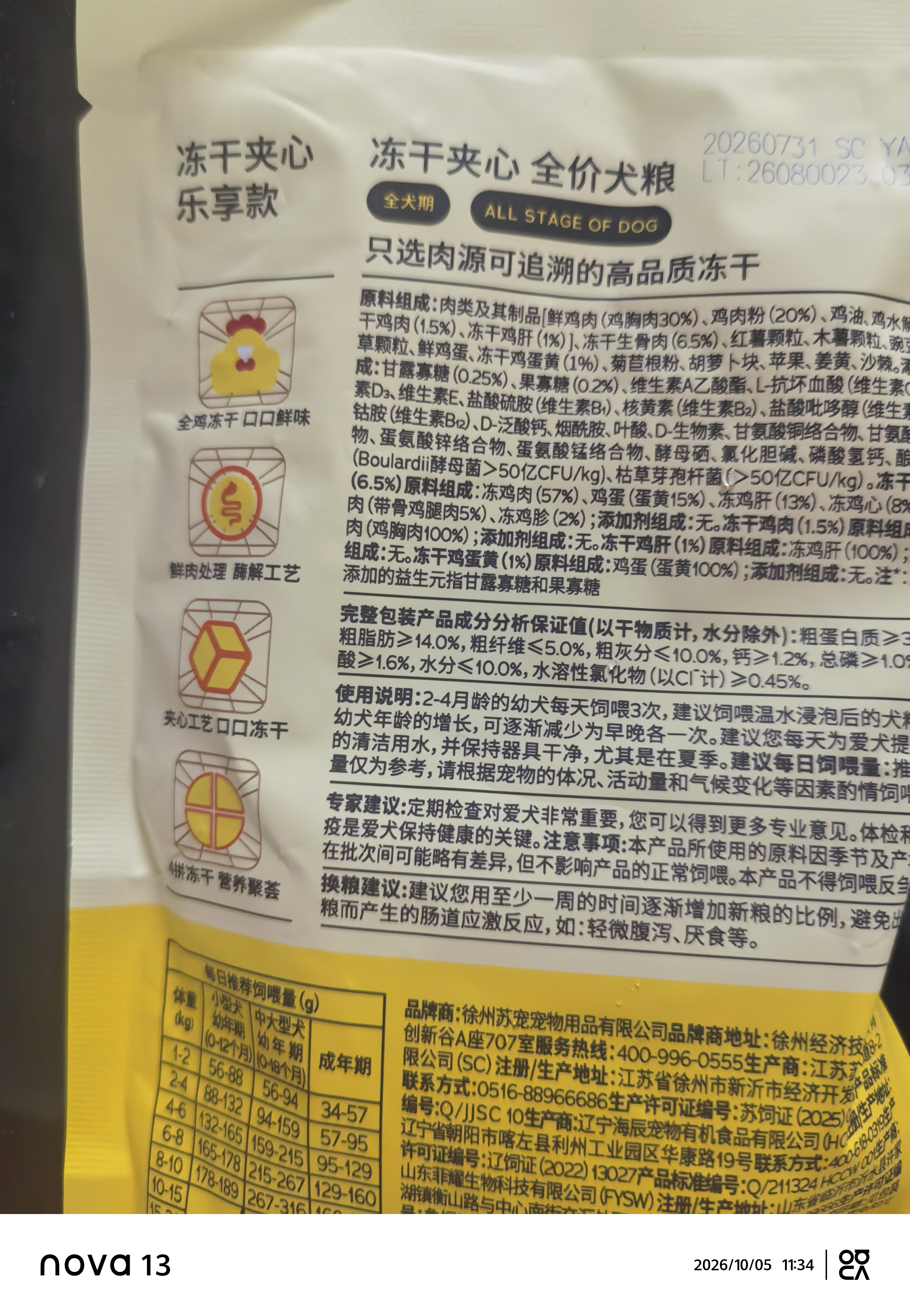 疯狂小狗小耳朵冻干夹心狗粮泰迪比熊中小型幼成犬通用护肠胃1.5kg犬粮3斤 实拍图