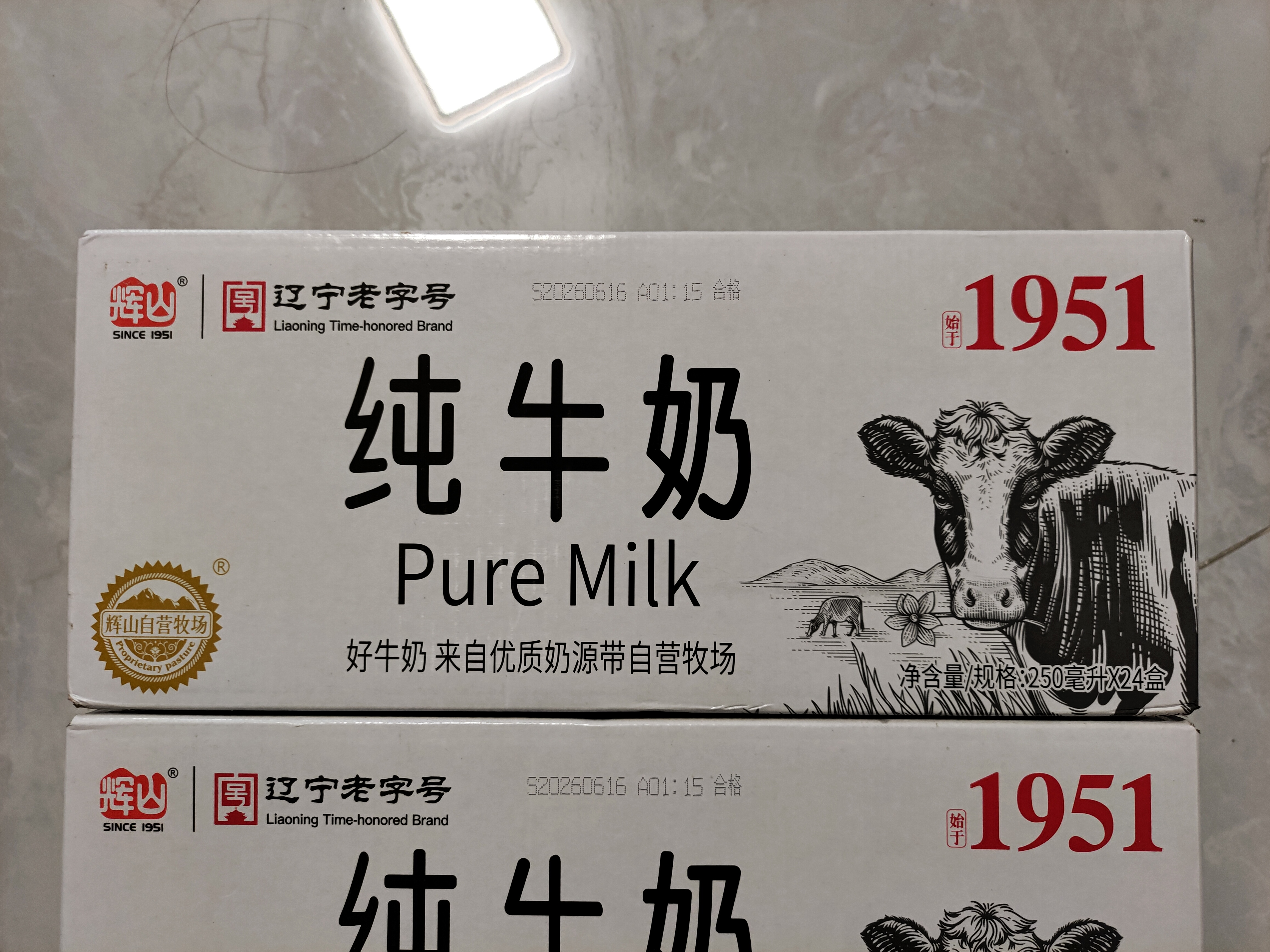 辉山纯牛奶250ml*24盒 3.1g乳蛋白 100mg钙 全新升级 营养牛奶 实拍图