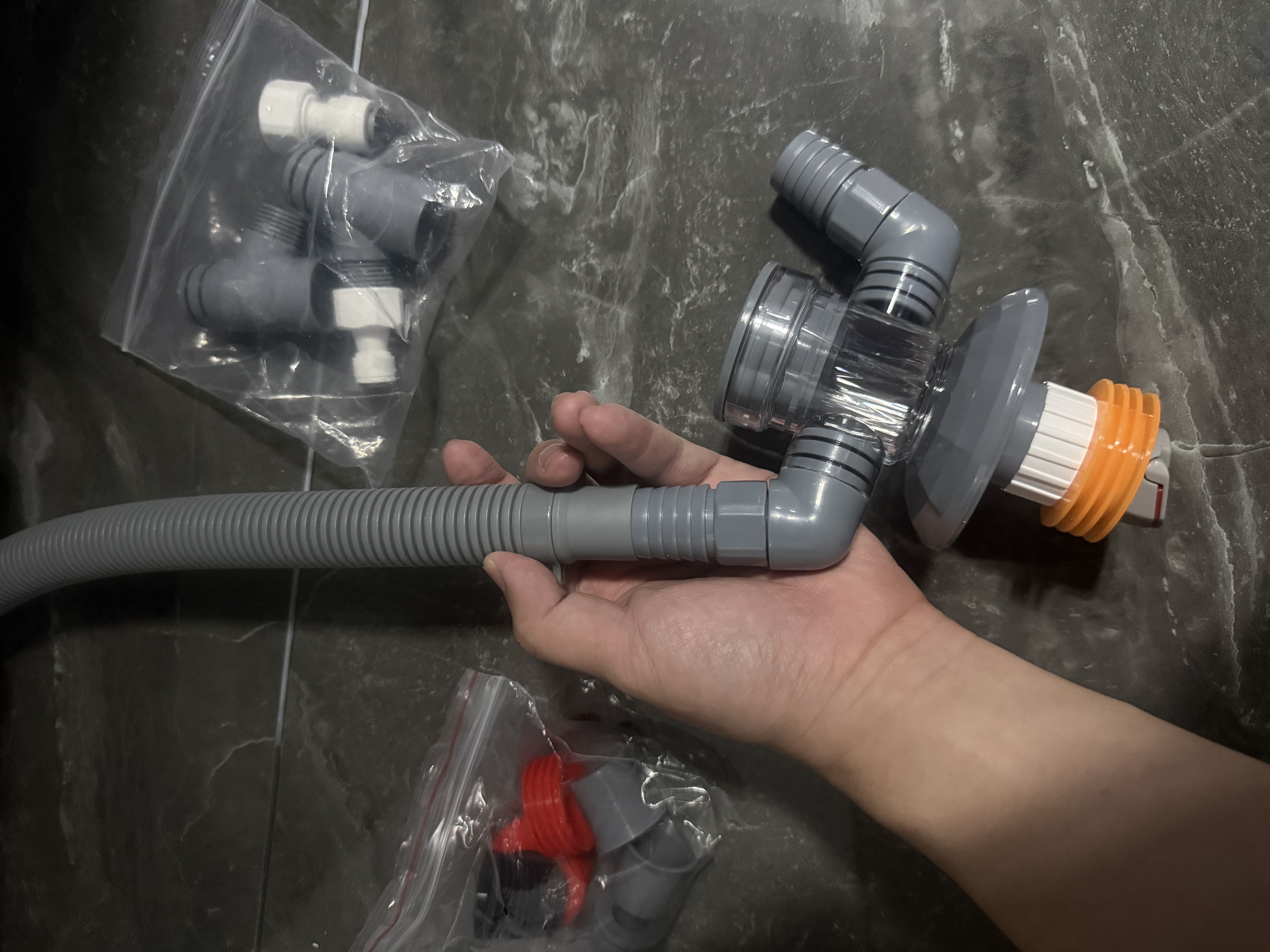 潜水艇（Submarine）洗衣机下水三通扫地机器人烘干机阳台下水面盆排水管地漏防臭接头 【05】2台洗衣机+面盆 实拍图