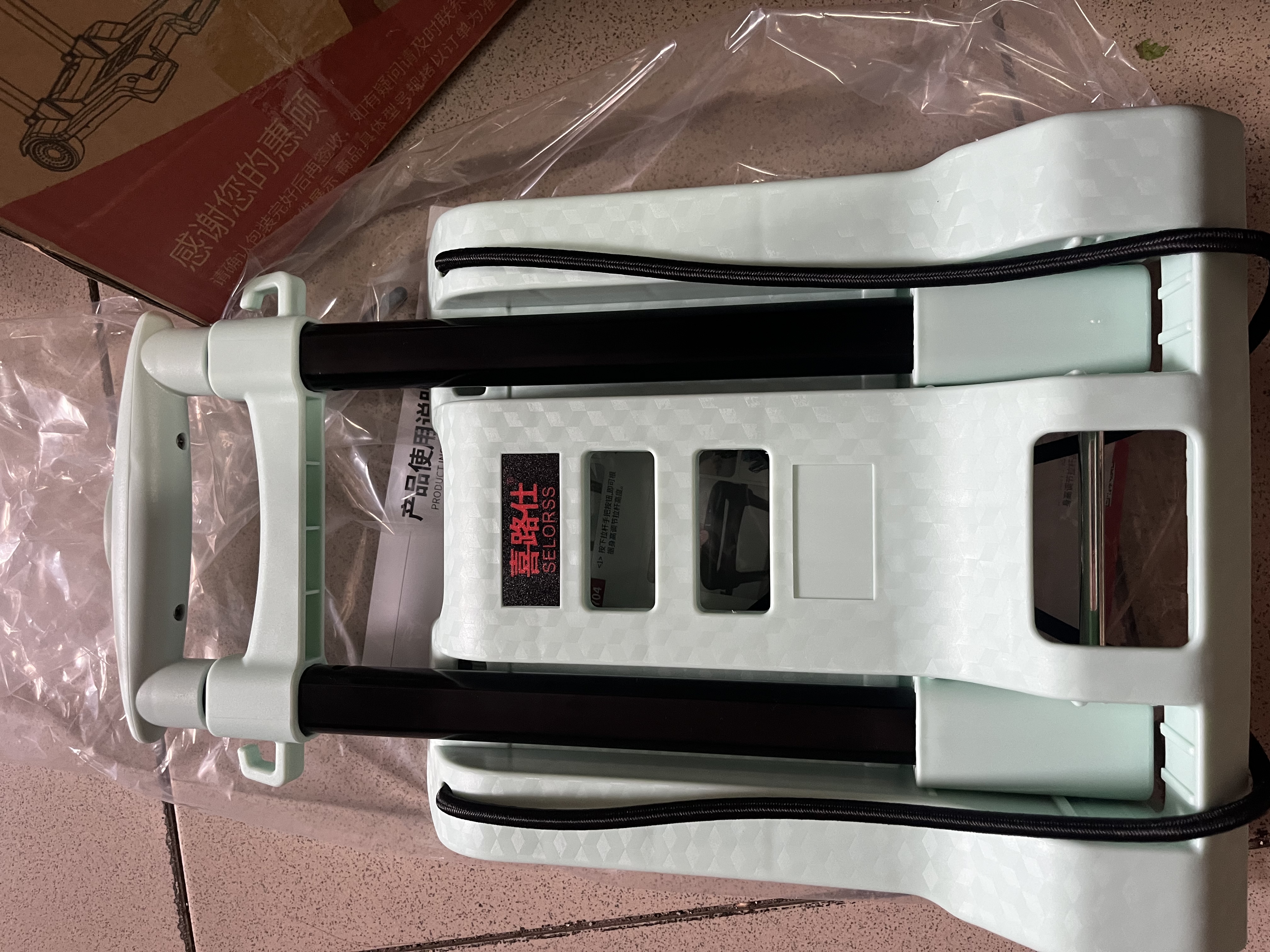 喜路仕折叠小推车便携推车小拖车拉杆车买菜手拉车购物手推车BY07清新绿 实拍图