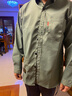 淘兹朗 秋季纯棉衬衫免烫宽松版长袖工装男士外套商务大码休闲衬衣男装 2814加绒豆绿色 加厚 2XL 150斤-170斤 实拍图