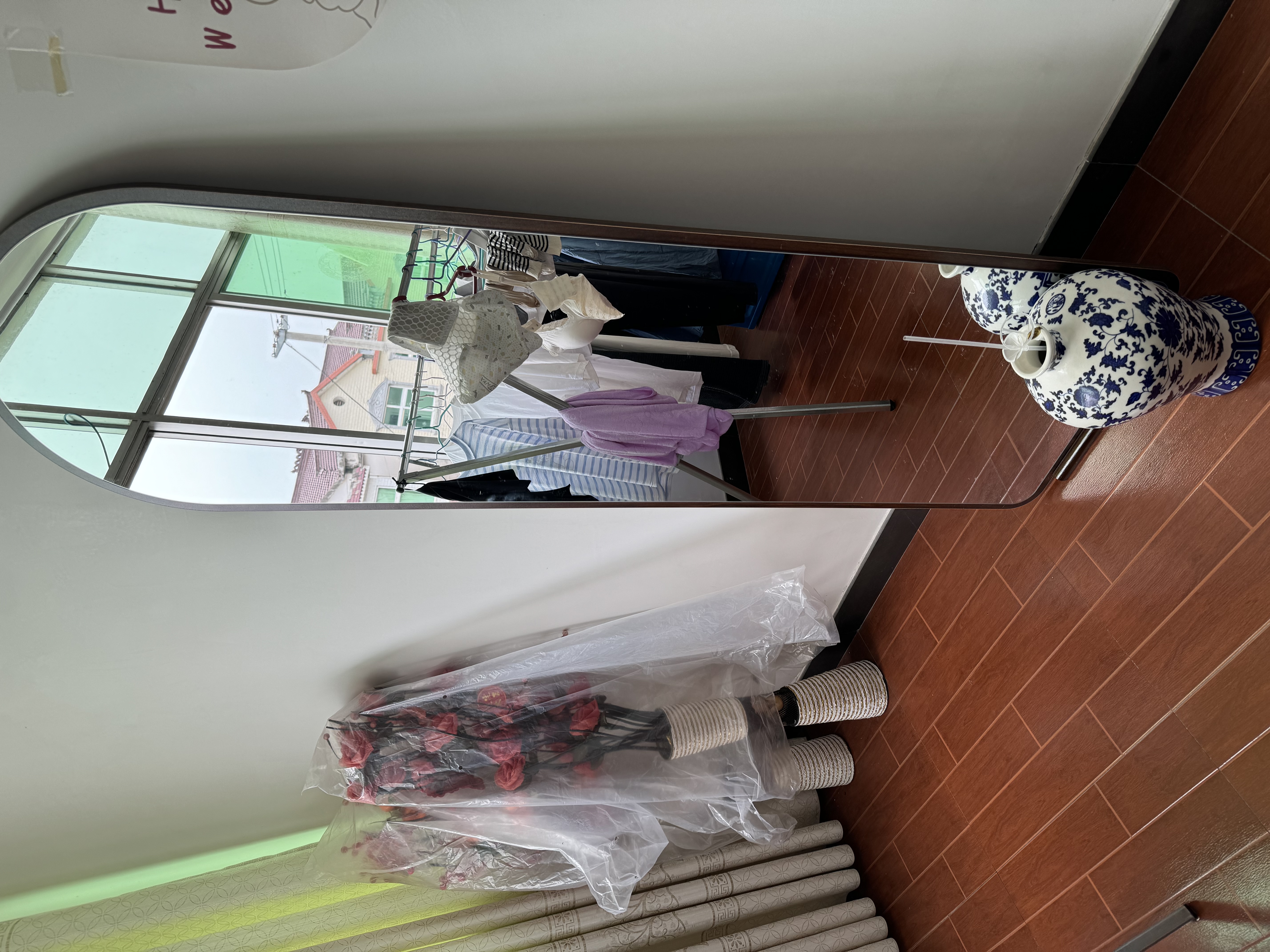 德旭全身镜落地镜家用轻奢高级镜子中古挂墙穿衣镜女生卧室简约试衣镜 黑胡桃160*50cm-送防滑实木底座 实拍图