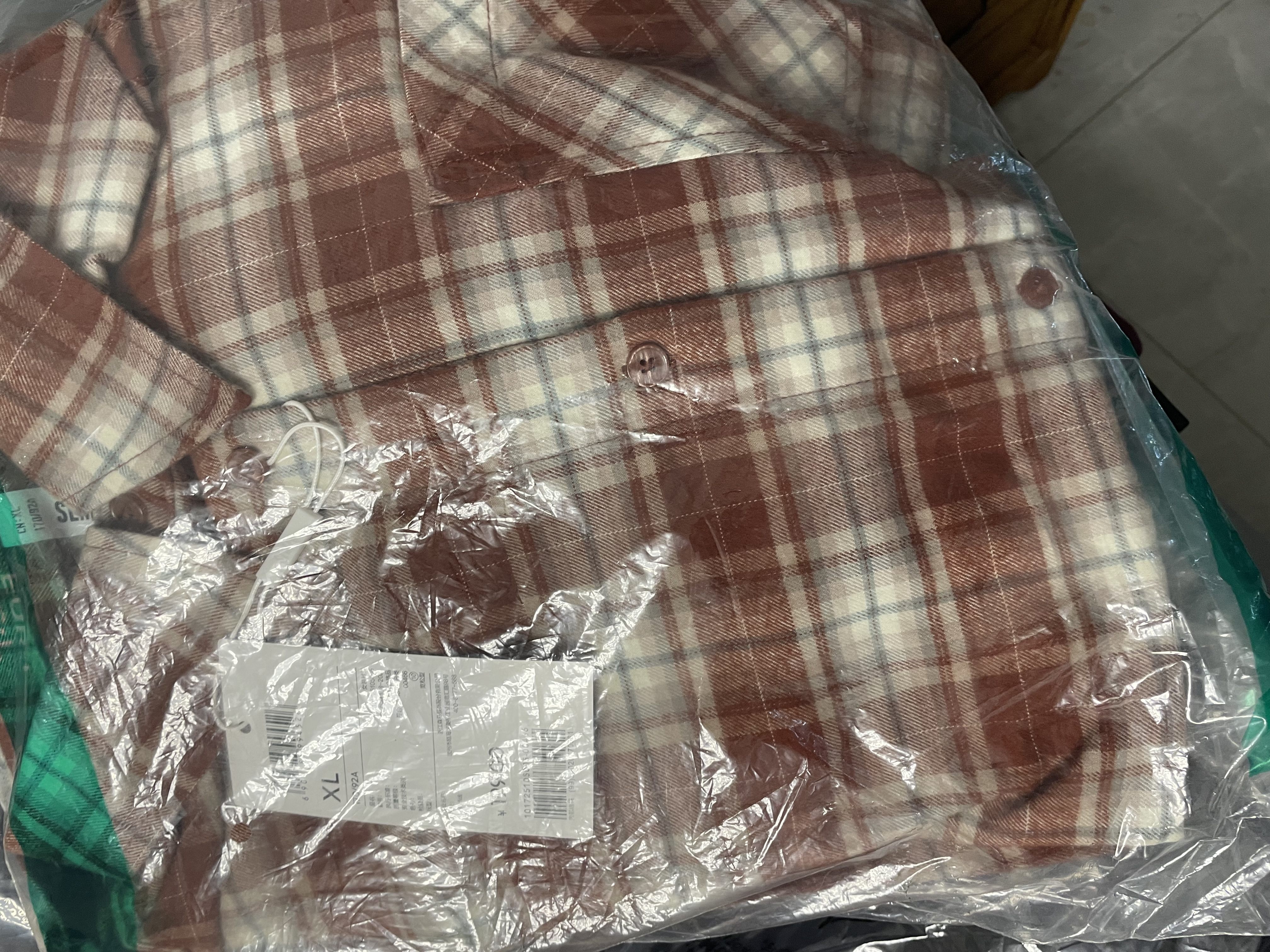 森马（Semir）长袖衬衫女冬季中长款磨毛纯棉格子宽松上衣盐系衬衣101725105005 实拍图