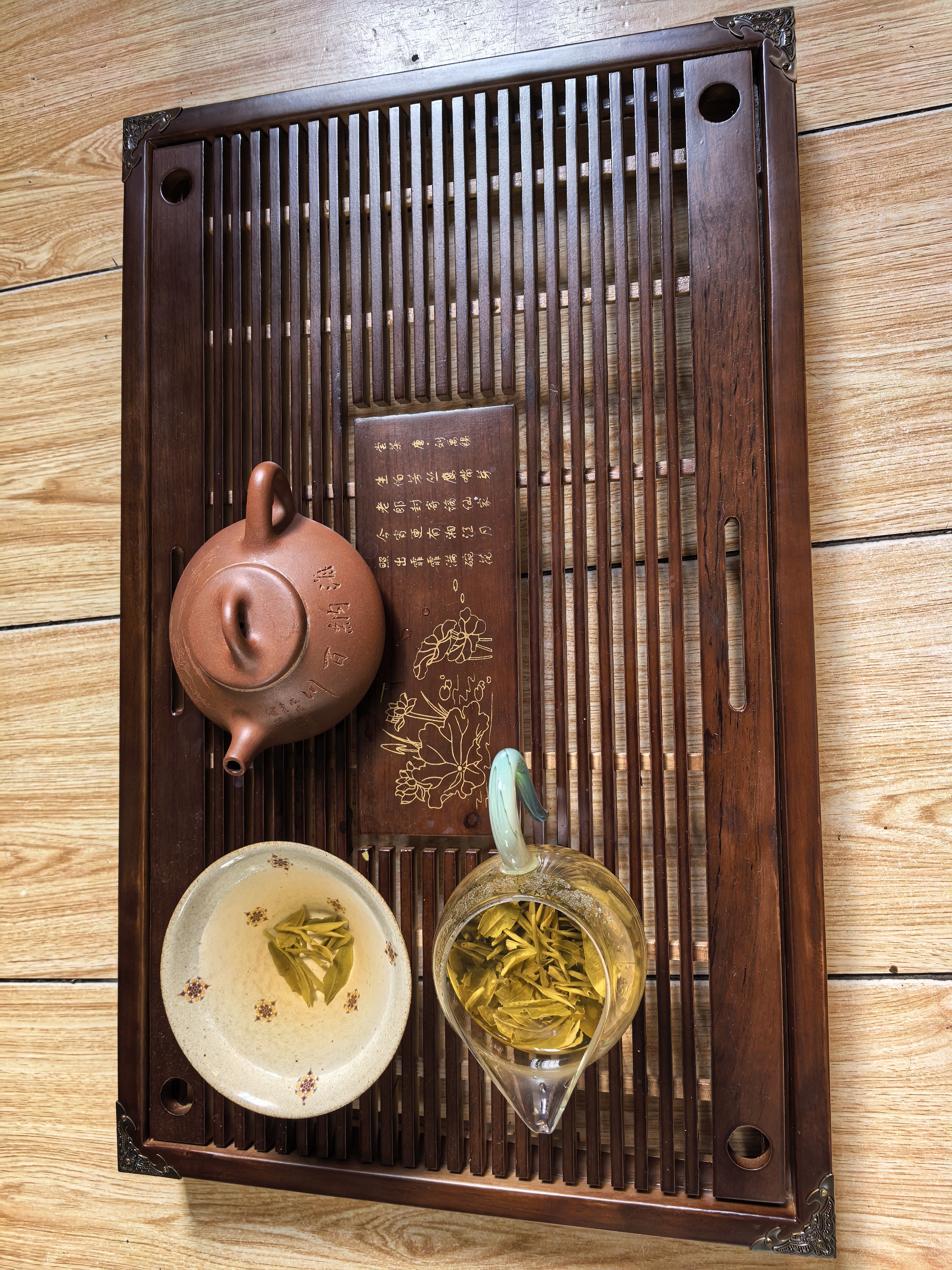 唐丰高端功夫茶具茶盘简约家用客厅茶杯托盘长方形排水沥水茶台带排水 荷香幽梦55*33cm 实拍图