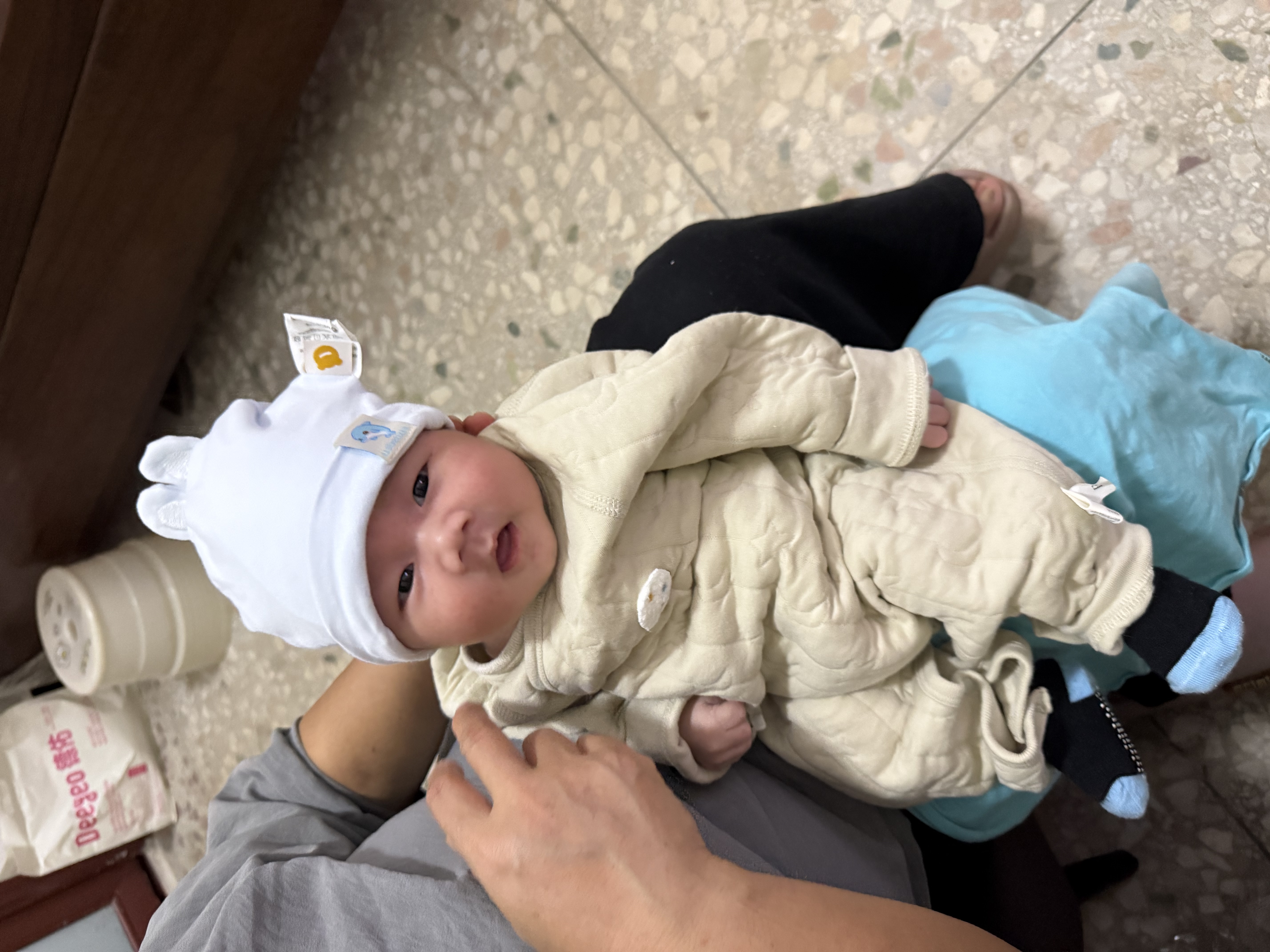 贝肽斯婴儿帽子四季款0-3个月新生儿男女宝宝胎帽初生a类双层护囟门帽 实拍图