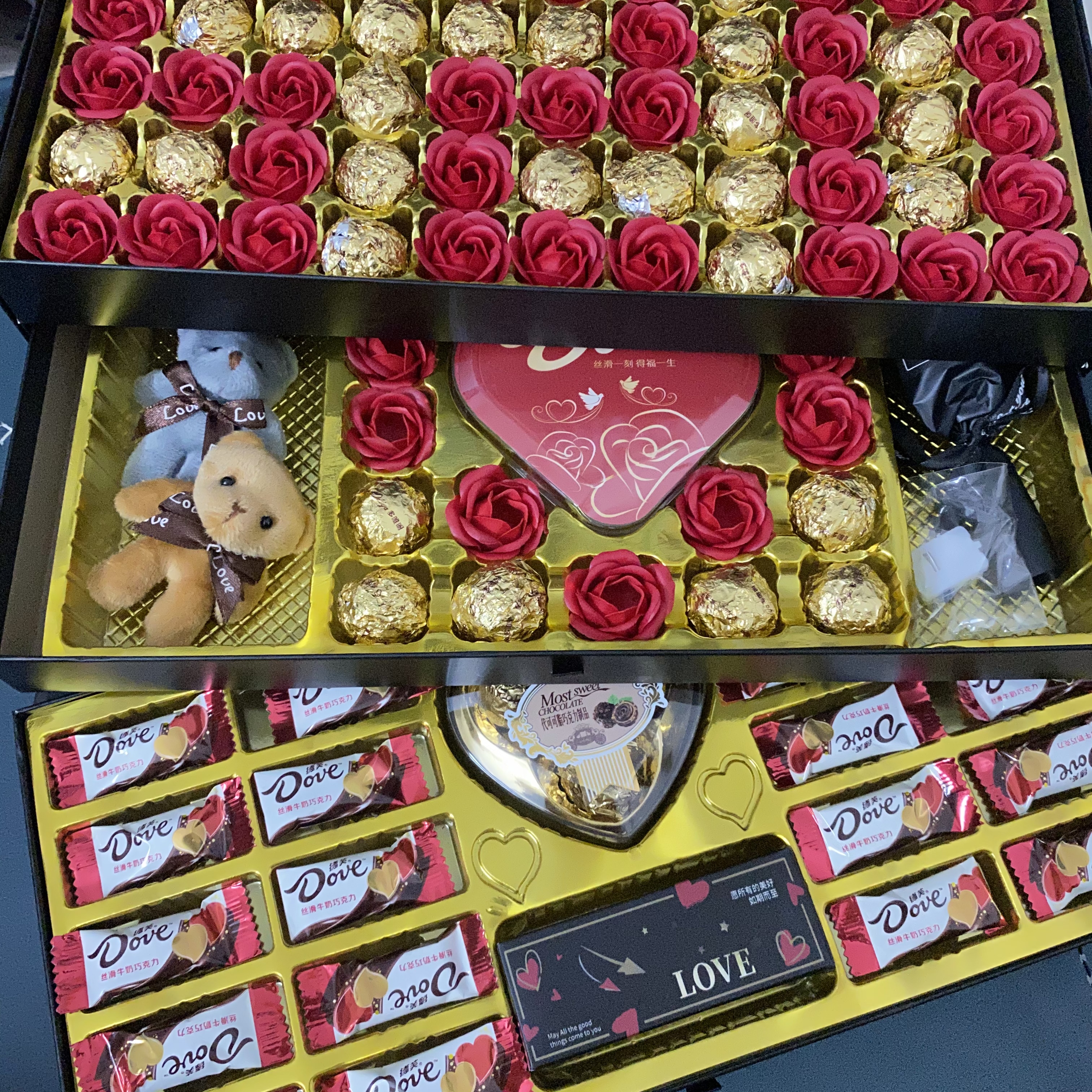 德芙（Dove）多唯呀巧克力礼盒高端生日礼物送女友纪念日礼物送老婆浪漫圣诞节 德芙三层旗舰款礼盒433g 实拍图