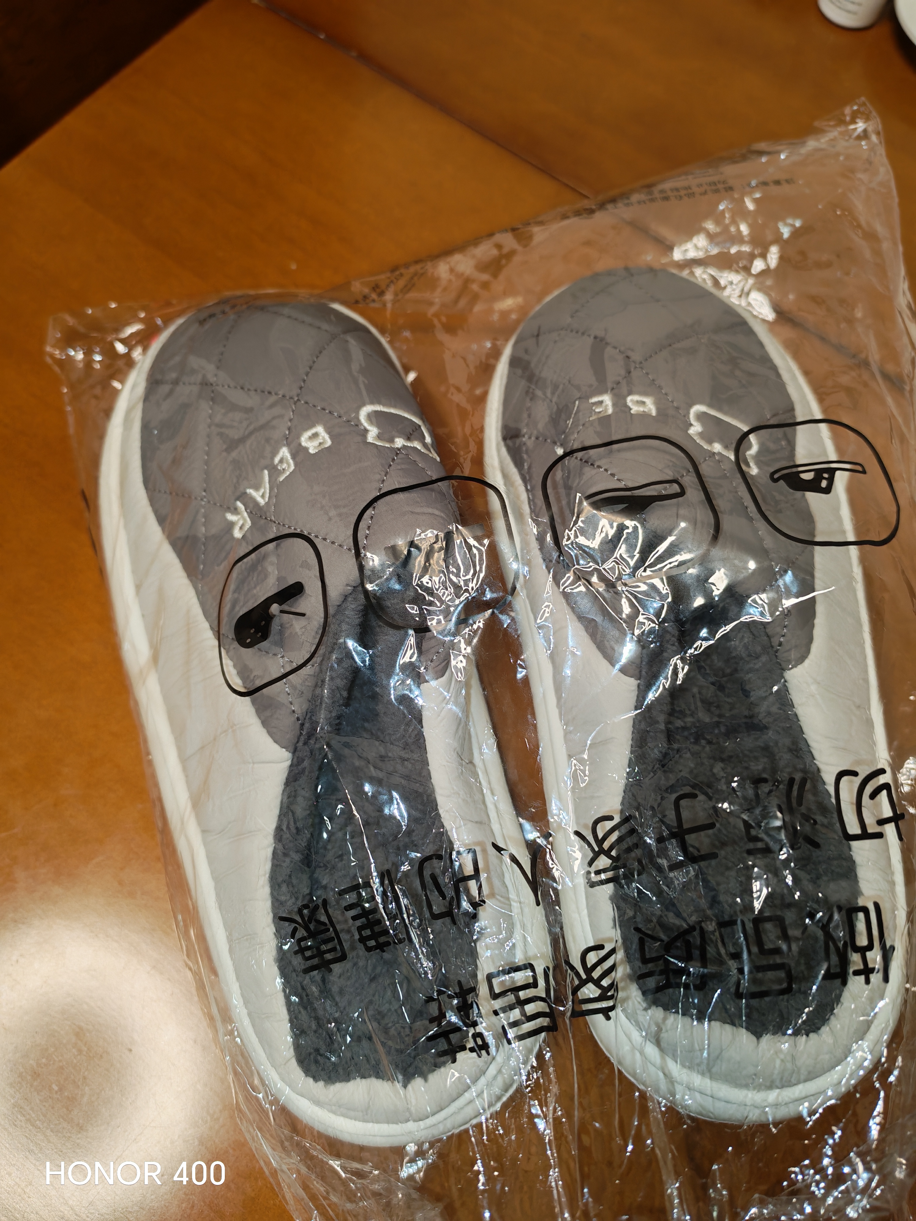 洁丽雅防水羽绒棉拖鞋男士冬季室内情侣居家保暖加绒防臭防滑棉鞋女秋冬 灰色 【1.0经典款 店长推荐】 42-43 【适合41-42码】 实拍图