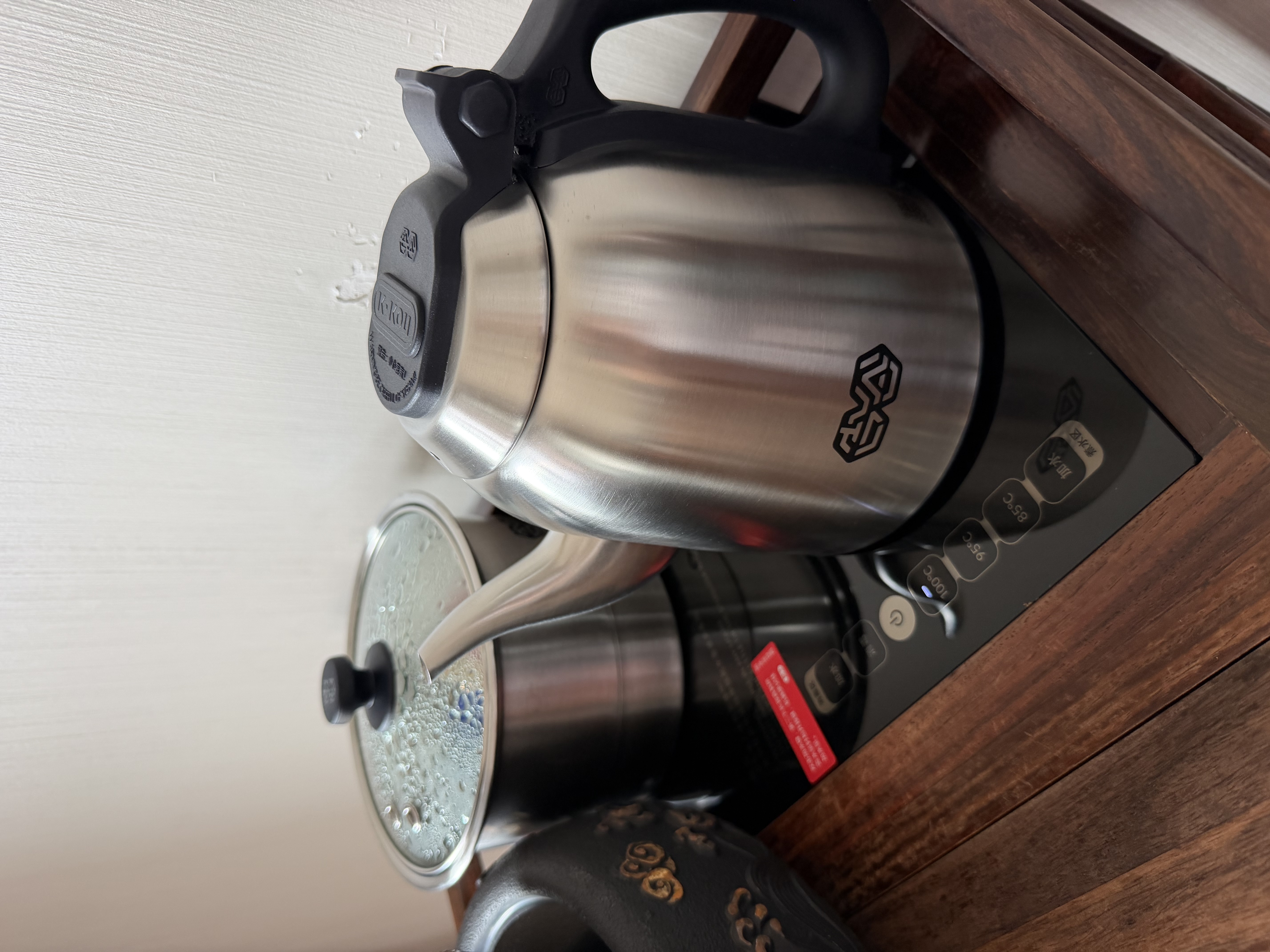吉谷（K·KOU）全自动双底部上水电热水壶 茶台烧水壶一体机沸点恒温电茶炉套装泡茶专用【1.2L+0.8L】 TC008 实拍图
