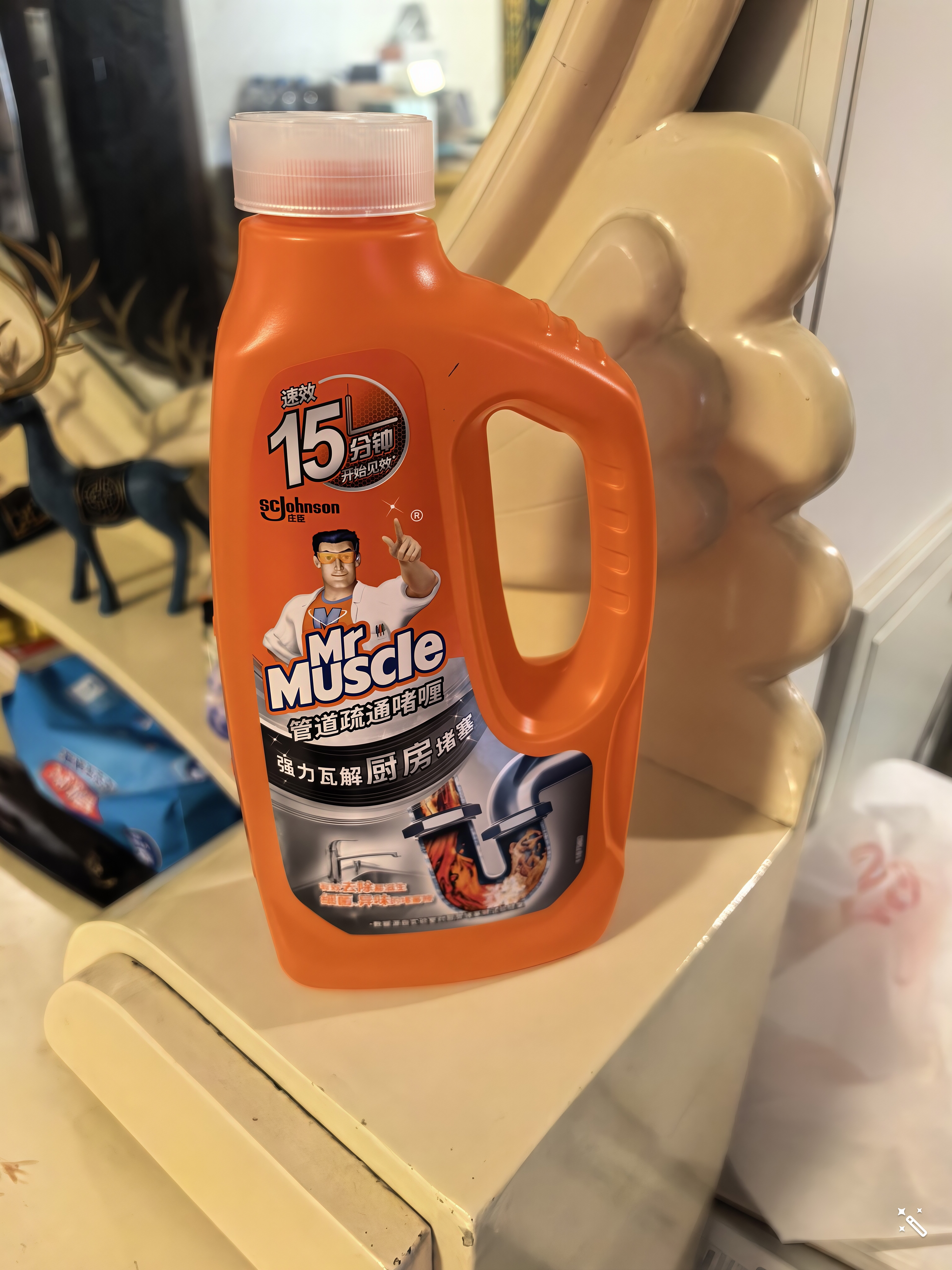 威猛先生（Mr Muscle）管道速效疏通啫喱 强力瓦解厨房堵塞 960ml 实拍图