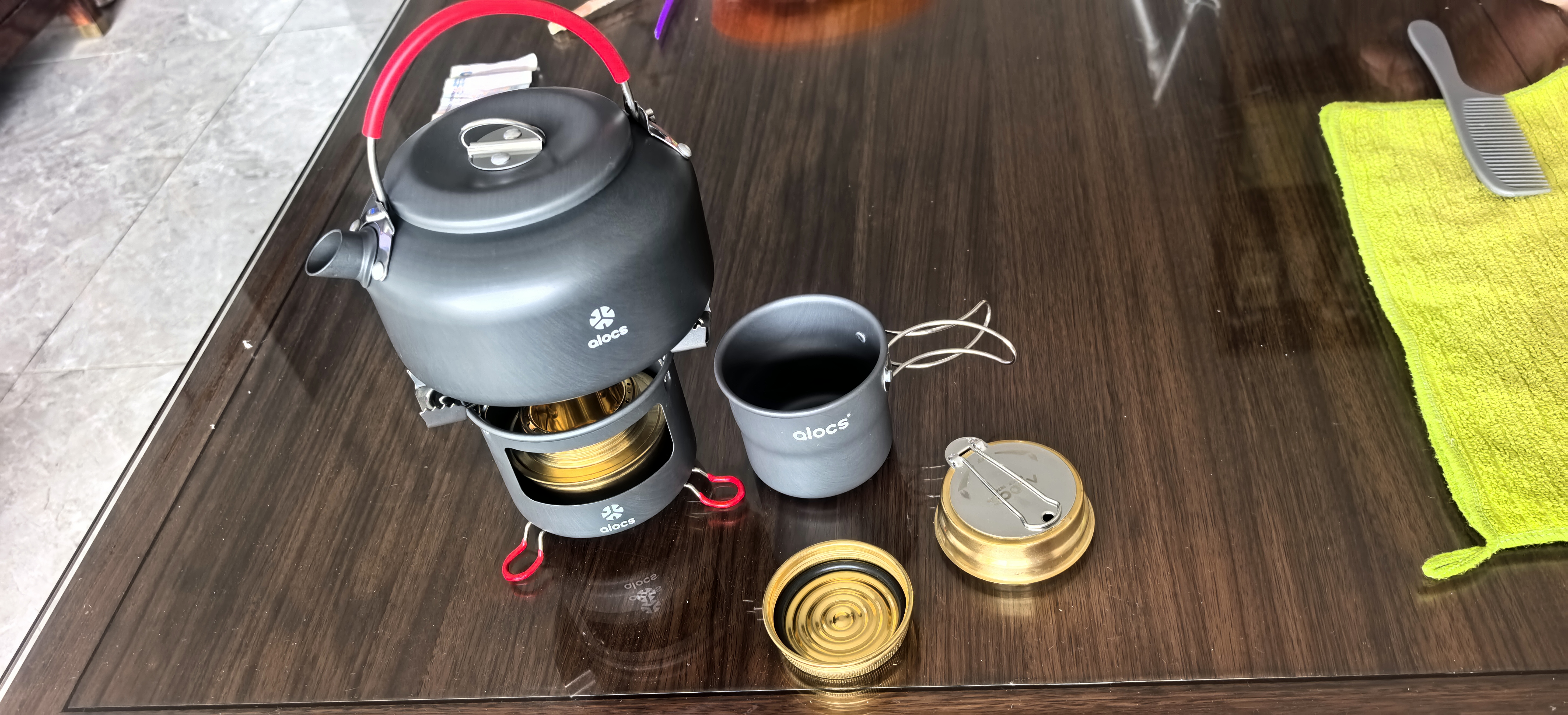 爱路客（ALOCS）矮脚酒精炉 户外露营便携酒精炉具铝合金轻量酒精炉头烧水套装 U悠酒精炉+0.8L烧水壶 实拍图