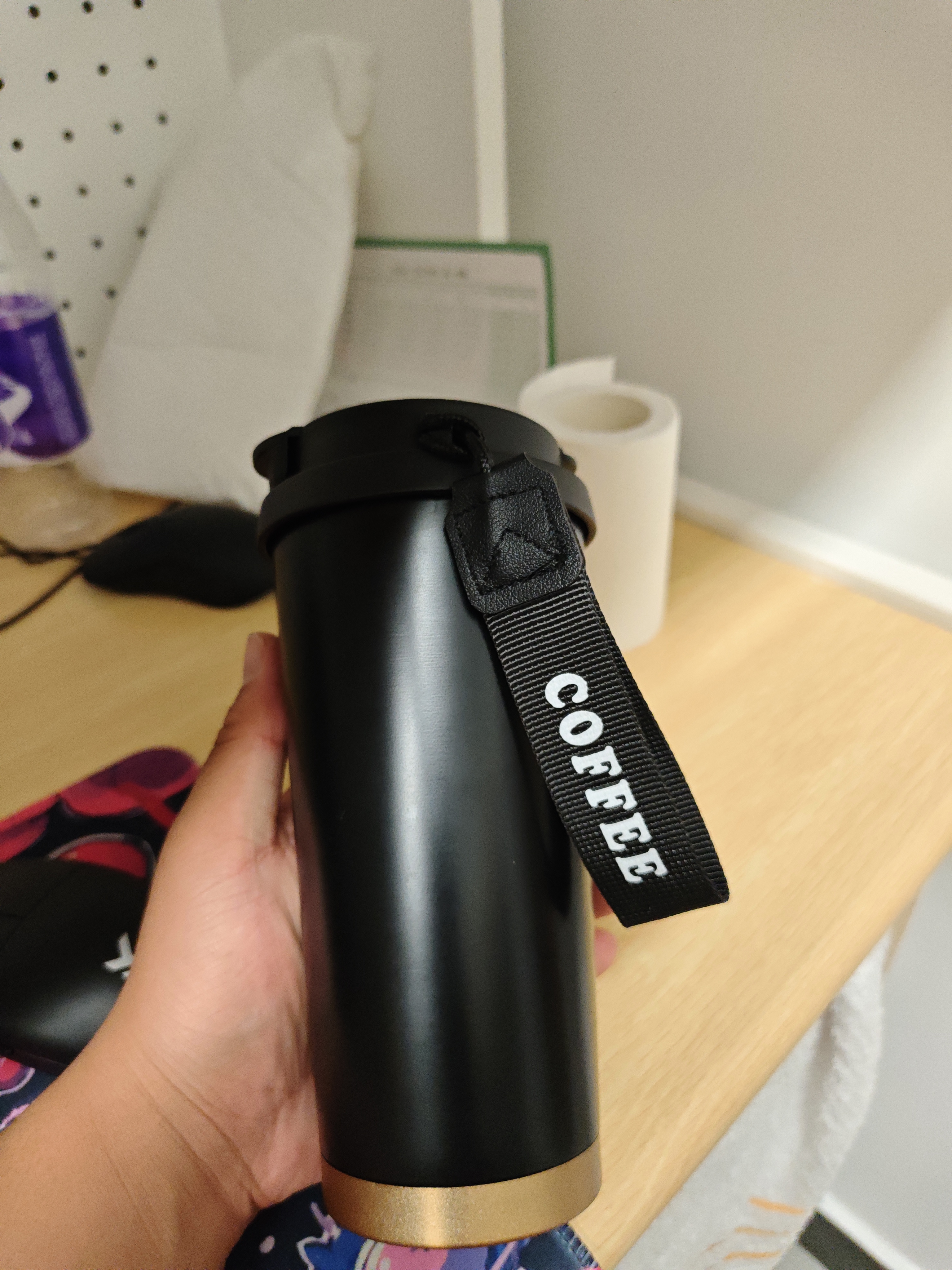 SZTAA保温杯咖啡杯316不锈钢陶瓷男女士吸管杯便携车载水杯茶杯伴手礼 黑色520ml咖啡杯 实拍图