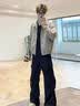 主意范（ZHUYIFAN）美式扎染皮衣棉服外套男款春秋冬季加绒加厚立领防寒机车服夹克潮 5D3074灰色加绒【升级款】 L 110-125斤 实拍图