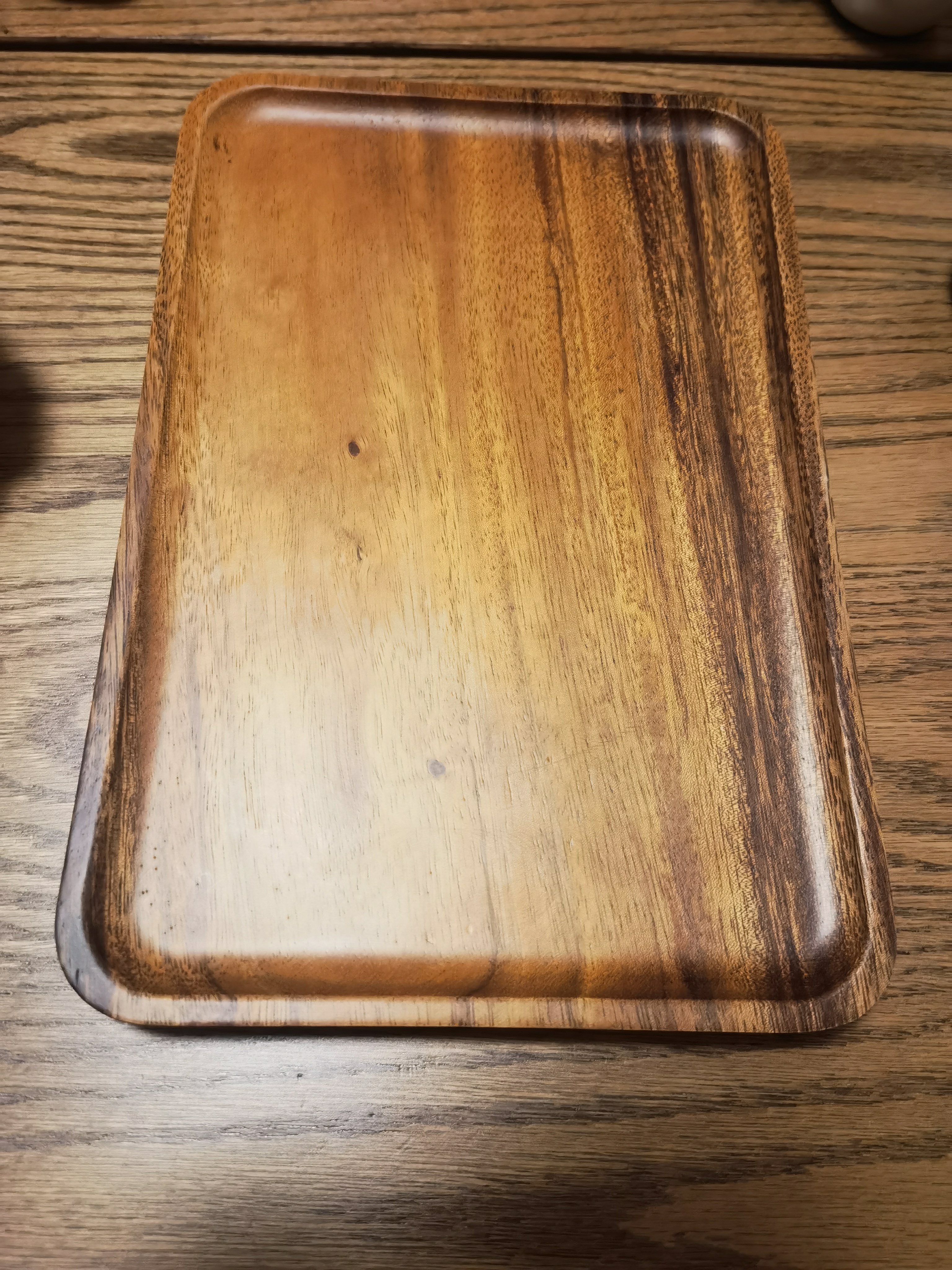 迈卡伦日式木质托盘茶盘点心盘长方形茶水杯收纳家用放茶杯敬茶果盘木盘 整木胡桃木长方盘30*20 实拍图
