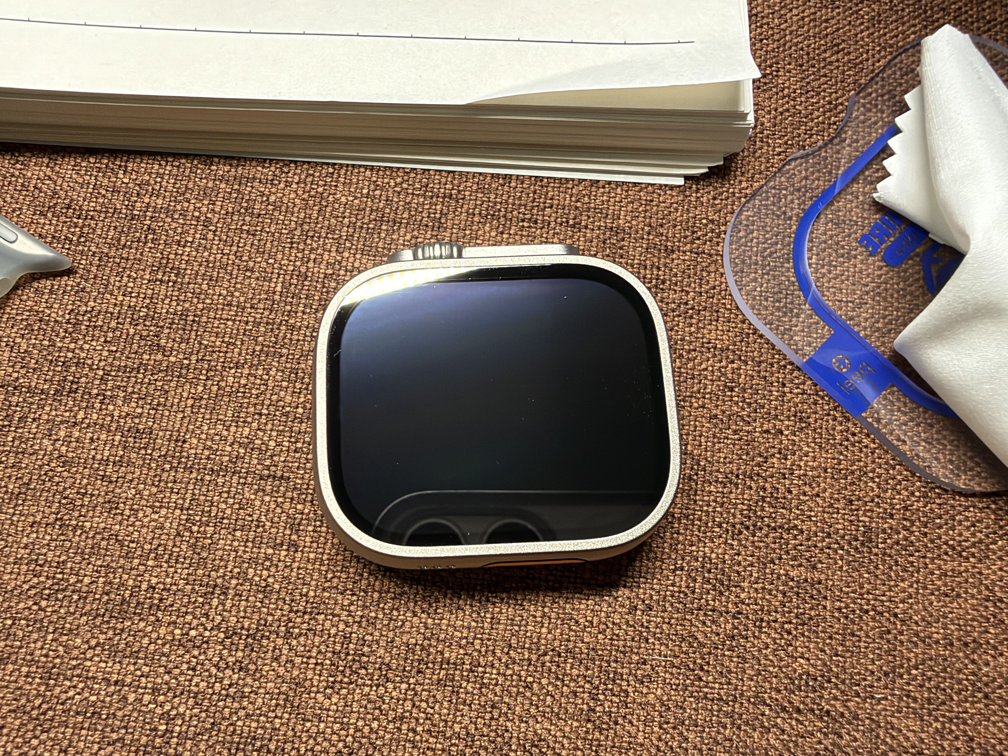 蓝猩先生适用苹果ultra4手表膜49mm apple watch ultra3/ultra2/ultra1蓝宝石钢化膜高清防摔保护贴膜 钛原 实拍图