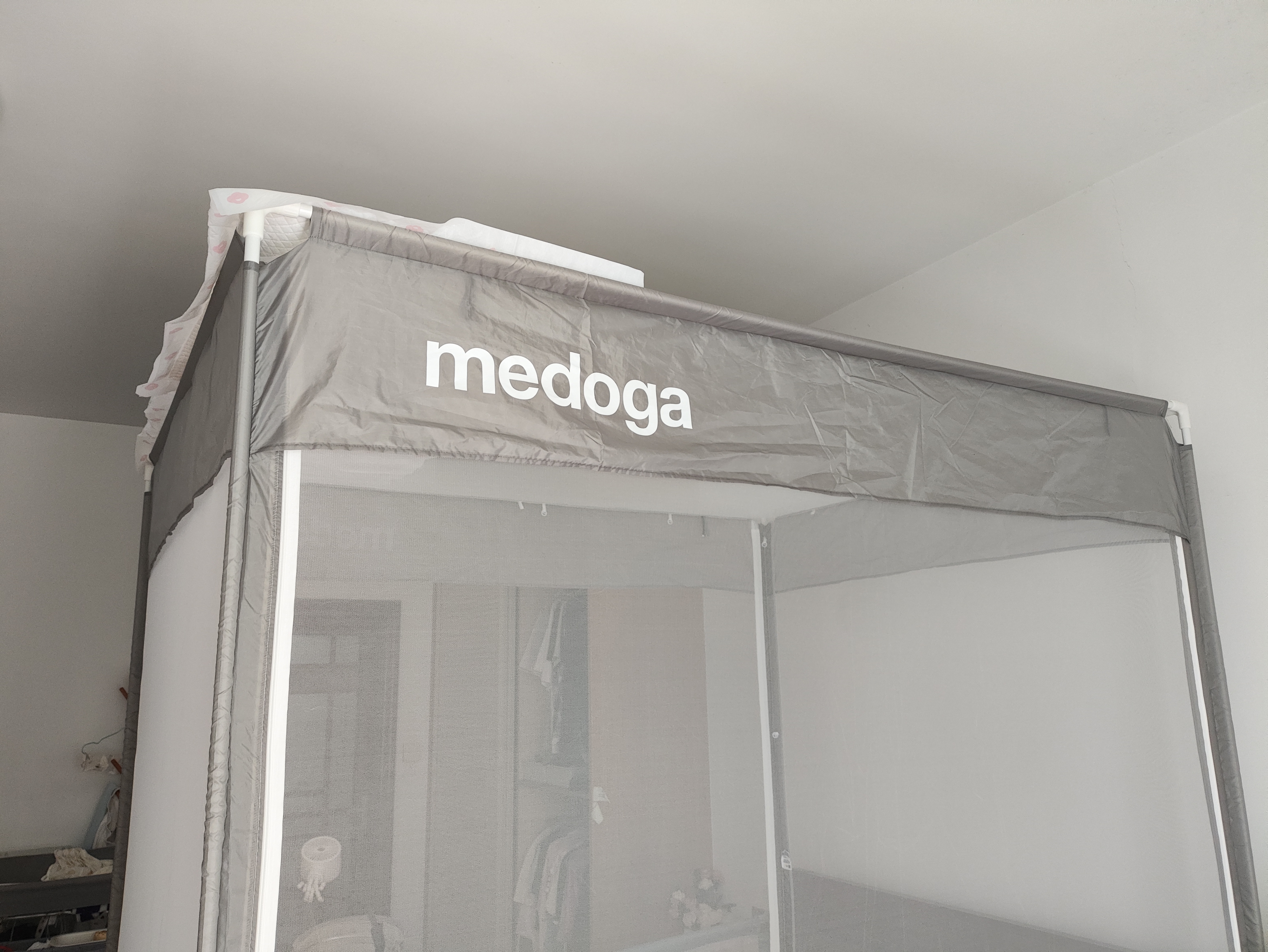 美朵嘉A类婴儿童防摔蚊帐围栏二合一1.5x2米床家用浅米灰【螺纹三通】 实拍图