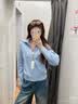 优衣库纽花圆领针织开衫女装488288 60 浅蓝色 M 实拍图