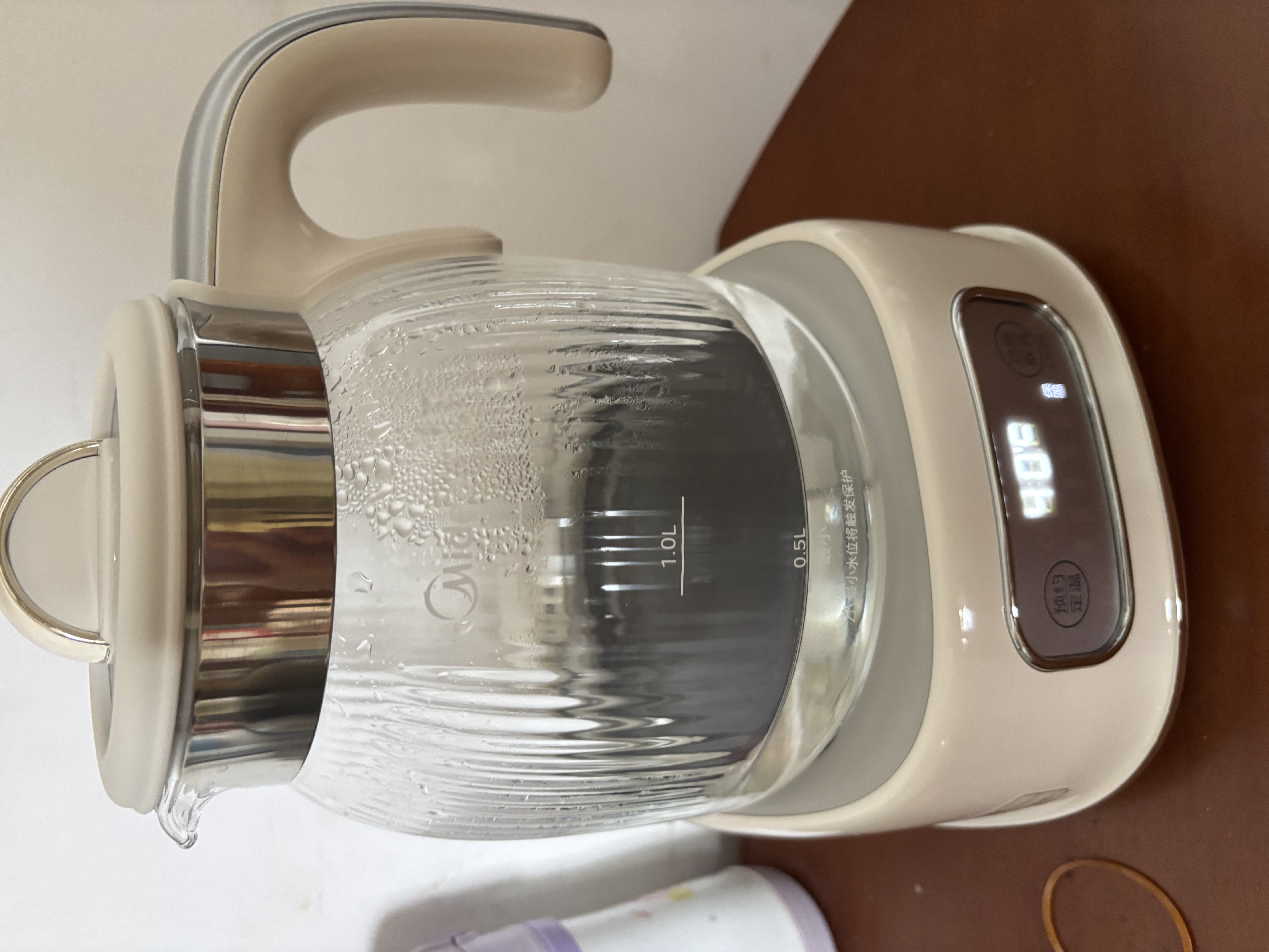 美的（Midea）0胶水全玻璃全自动养生壶煮茶壶母婴智能泡奶机烧水壶恒温电热水壶辅食机花茶壶 MK-YS15B105 1.5L 实拍图