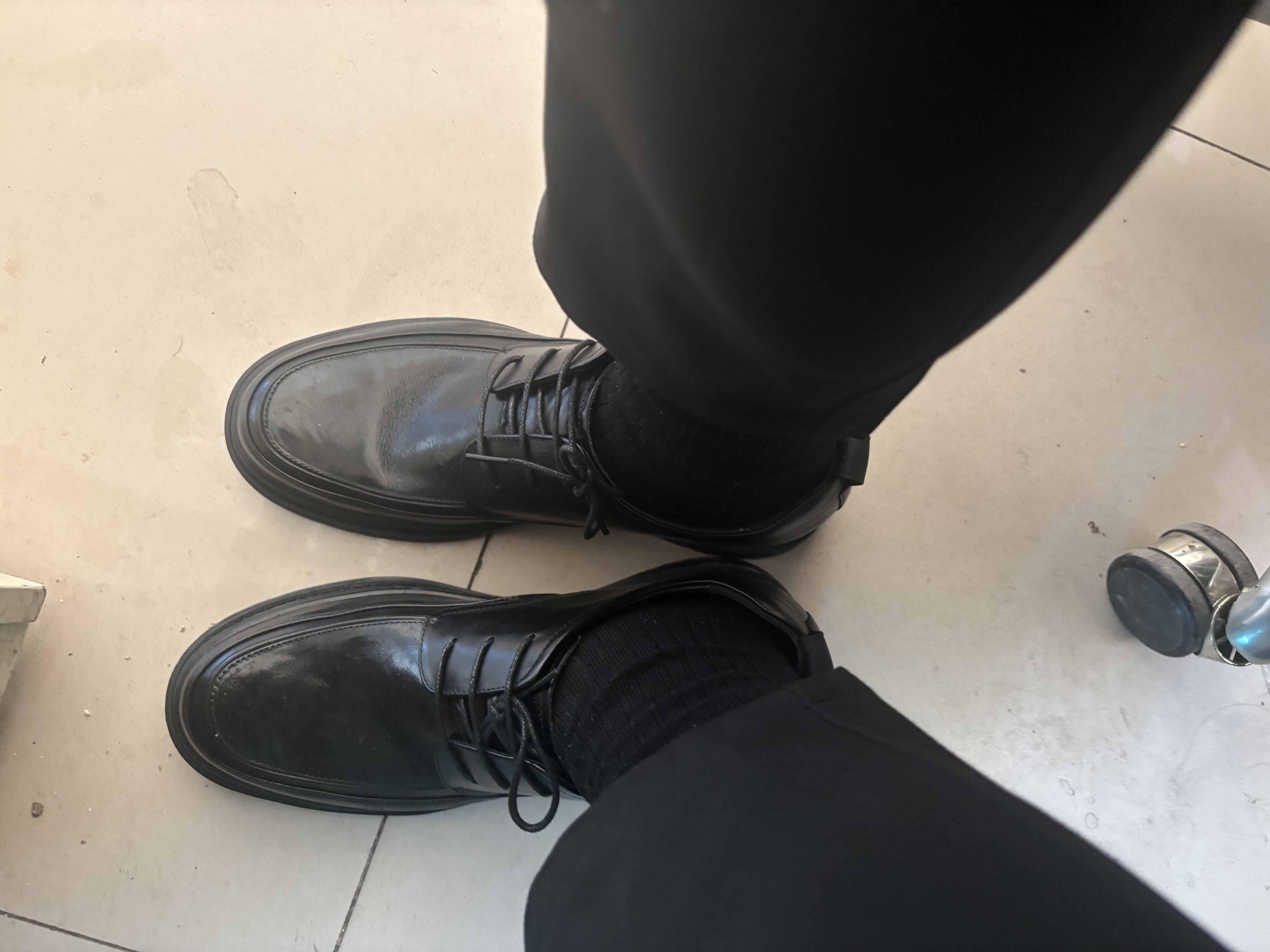 百丽通勤商务皮鞋男26新款牛皮褶皱增高休闲鞋A2411 黑-内增高6cm 43 实拍图