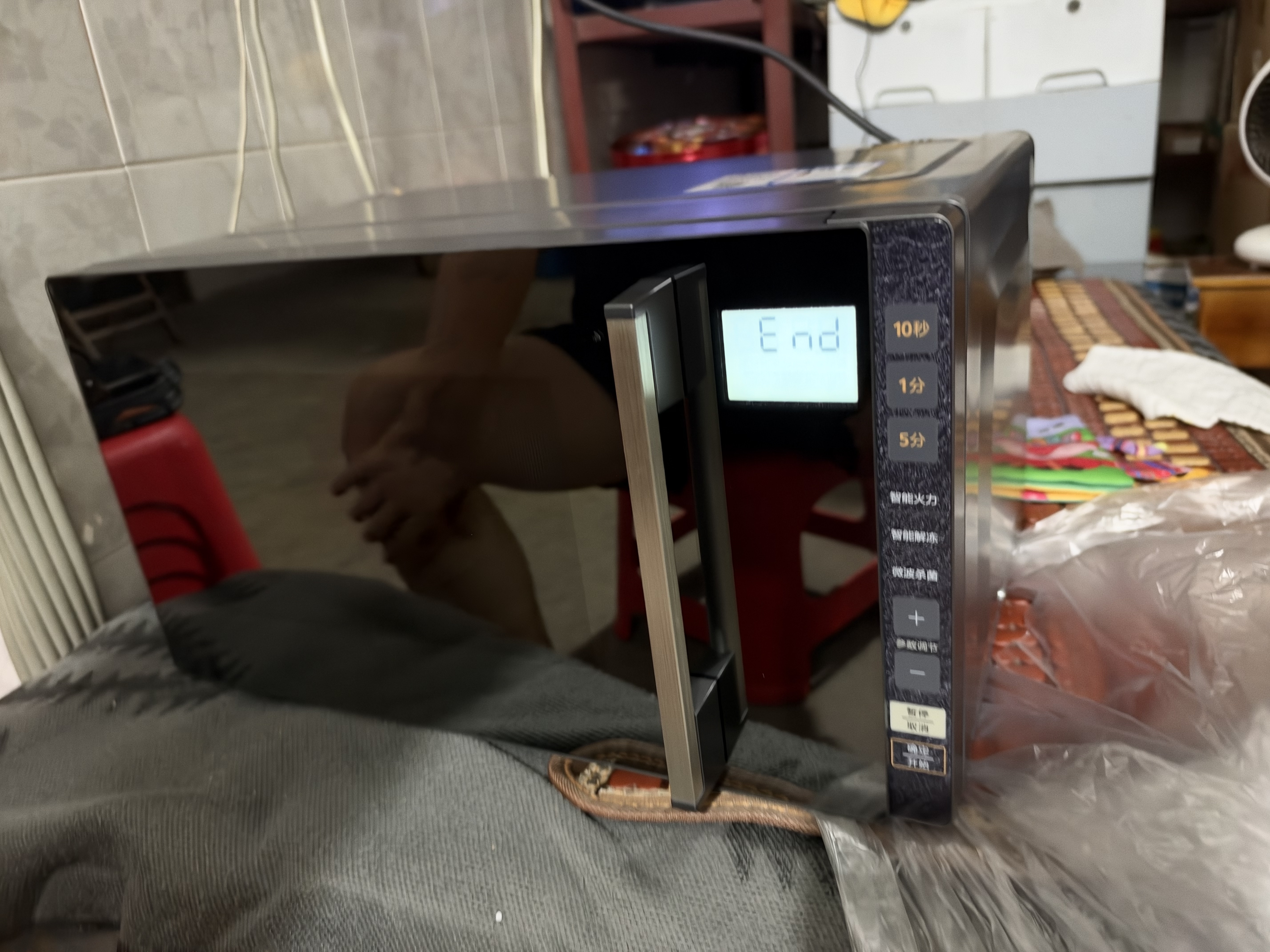 美的（Midea）微碳系列微波炉家用微烤一体机不锈钢内胆一级能效平板25升解冻解热PC23M8 实拍图