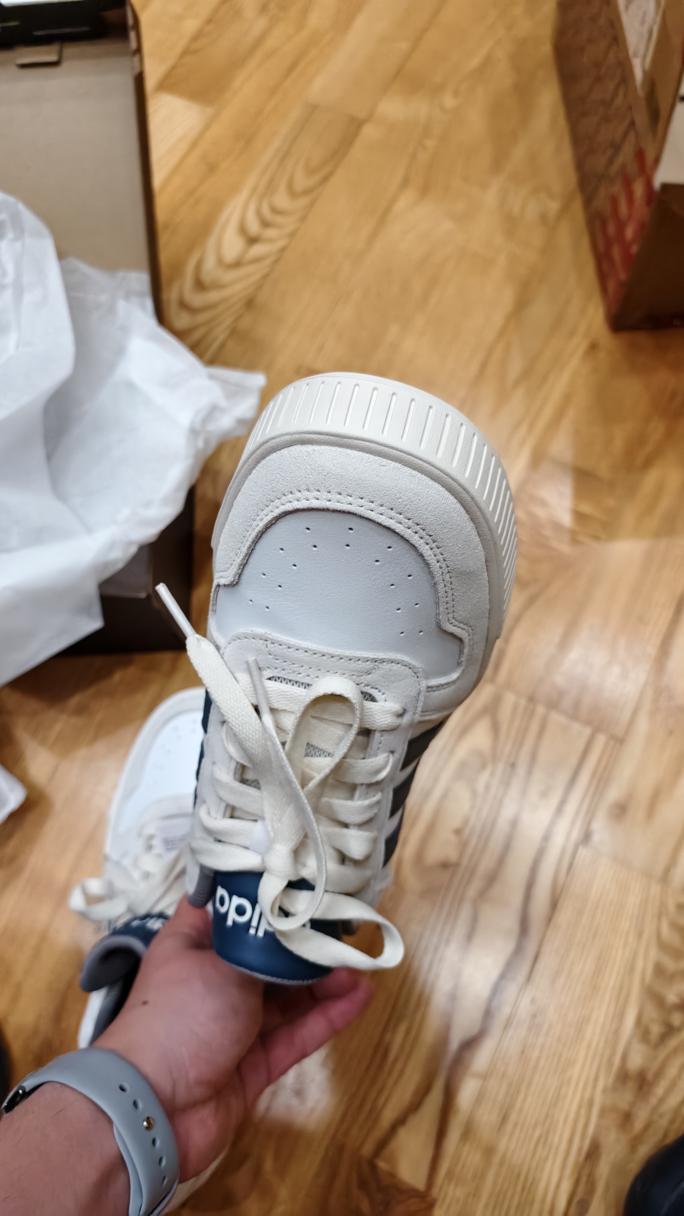 adidas「小锯齿」D-PAD CLASSIC美高风篮球风板鞋男女阿迪达斯   白色/蓝色/棕色   42.5 实拍图
