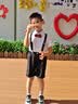 GOKU男童礼服套装幼儿园演出服背带裤夏季小主持人儿童西装毕业服花童 黑色裤子+衬衫+背带+领结 130 建议体重40-47斤 实拍图