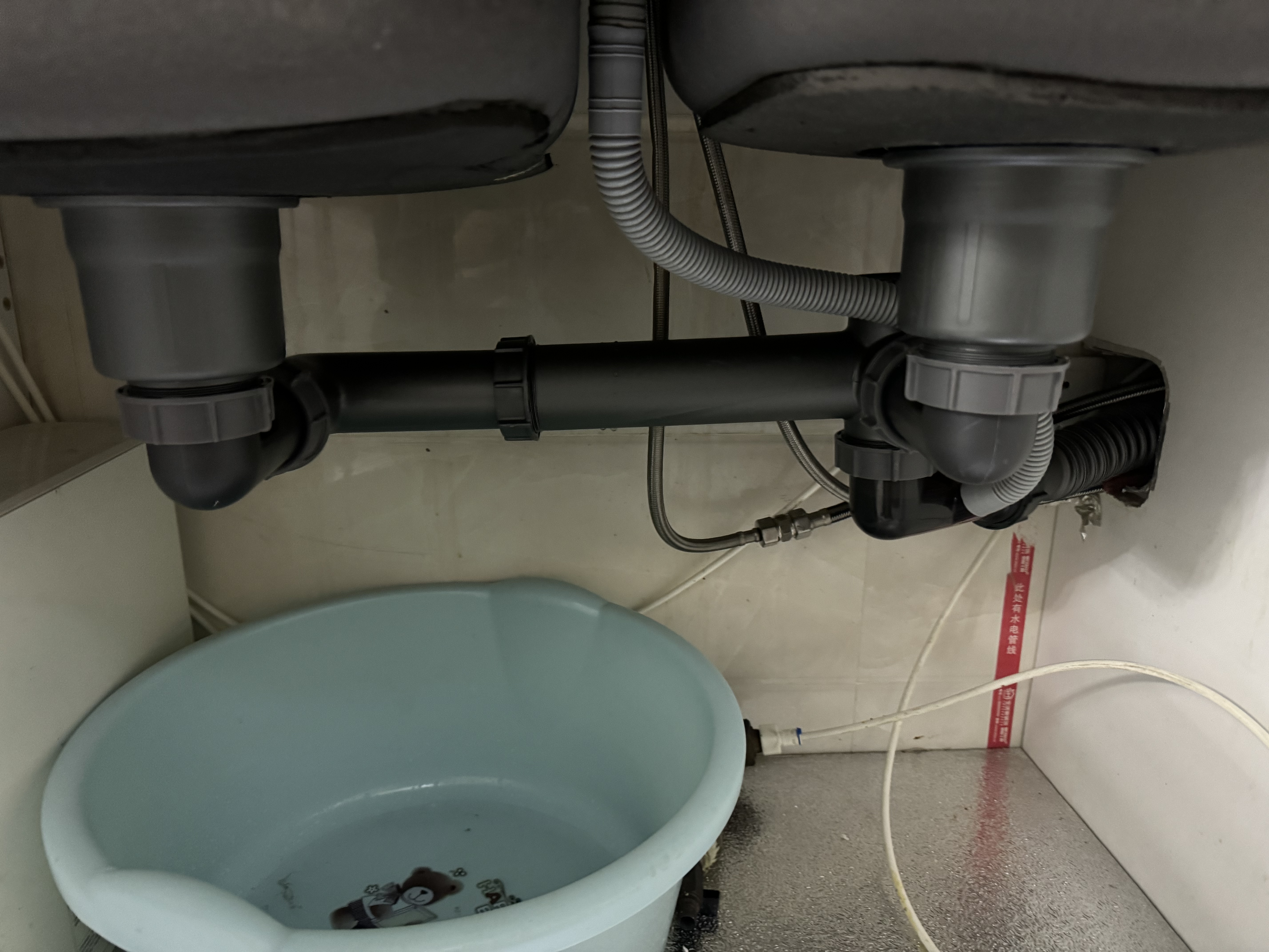 海立厨房洗菜盆下水管套装双水槽洗碗池带防臭芯省空间排水管CS252 实拍图